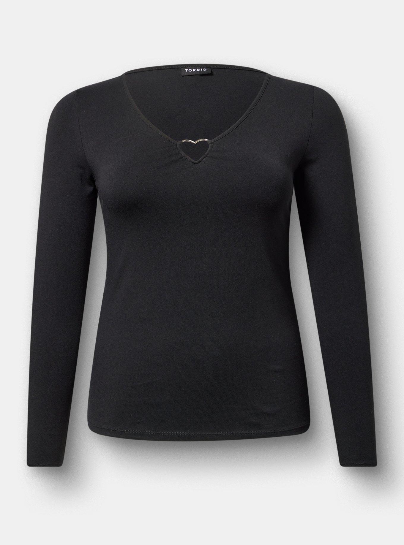 Heart Ring Long Sleeve Top, DEEP BLACK, hi-res