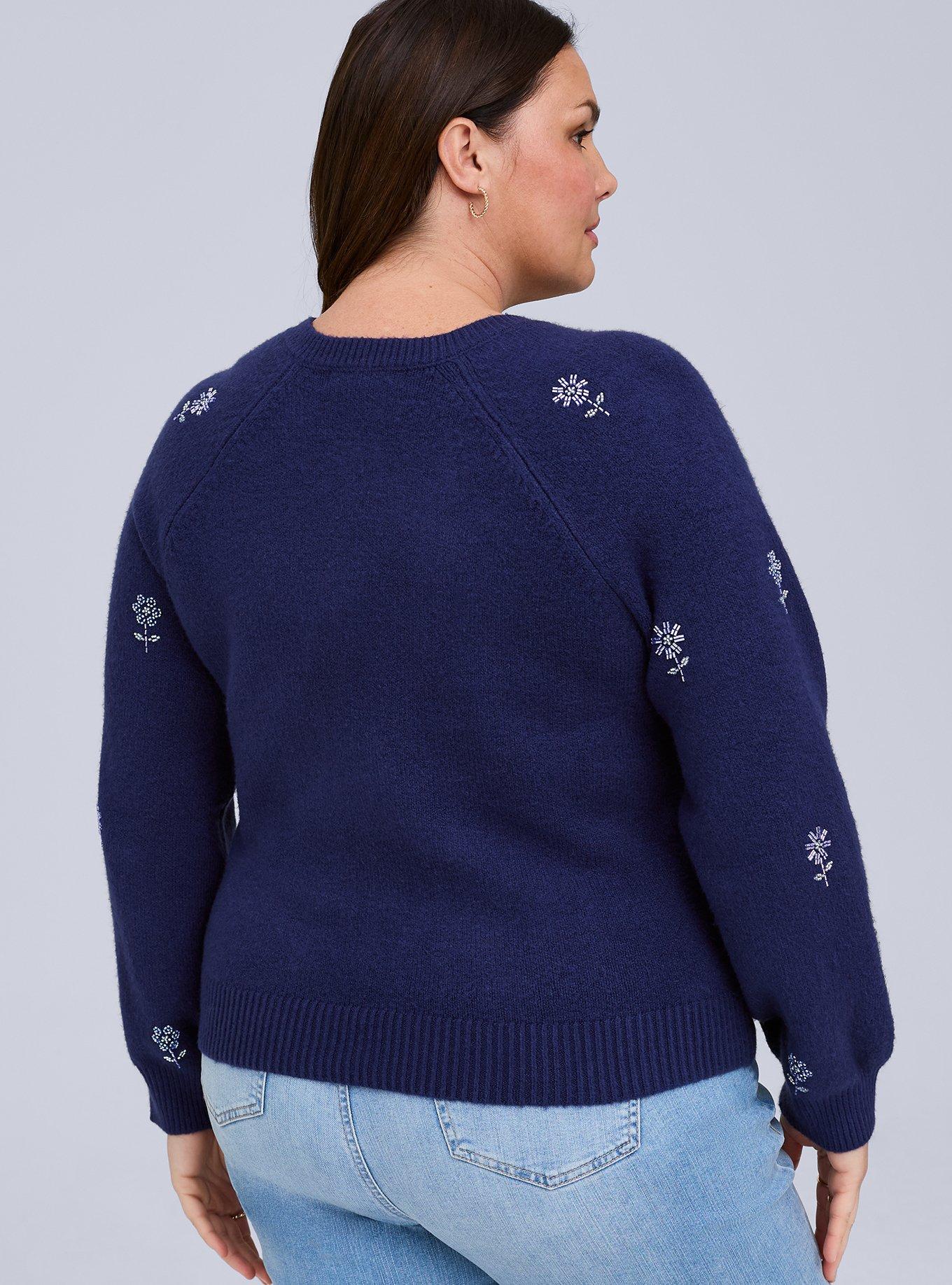 Belle Isle Embellished Cardigan, FLORESTA EMBELLISHMENT BLUE, alternate