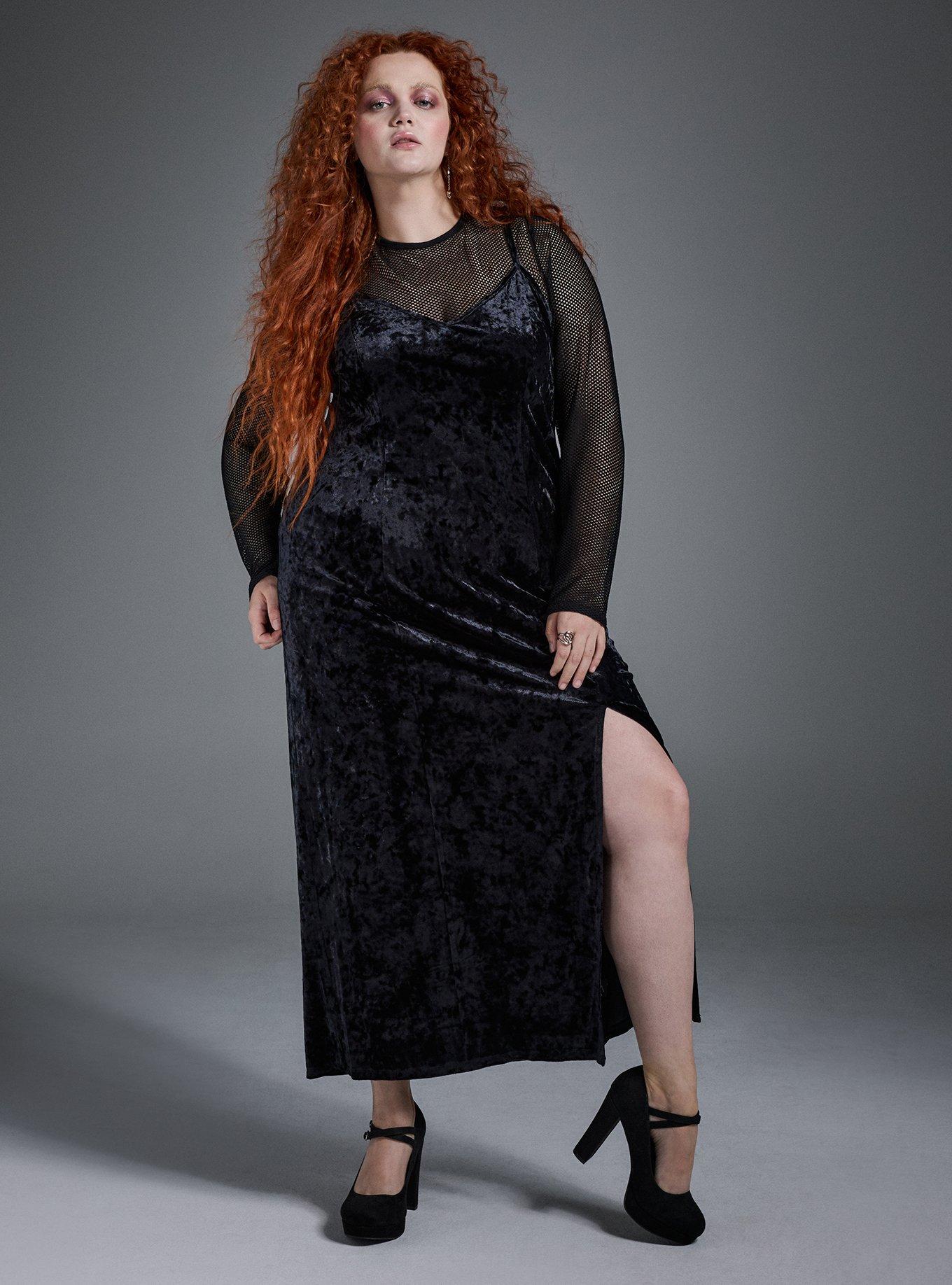 Nightfall Velour Maxi Dress, DEEP BLACK, alternate