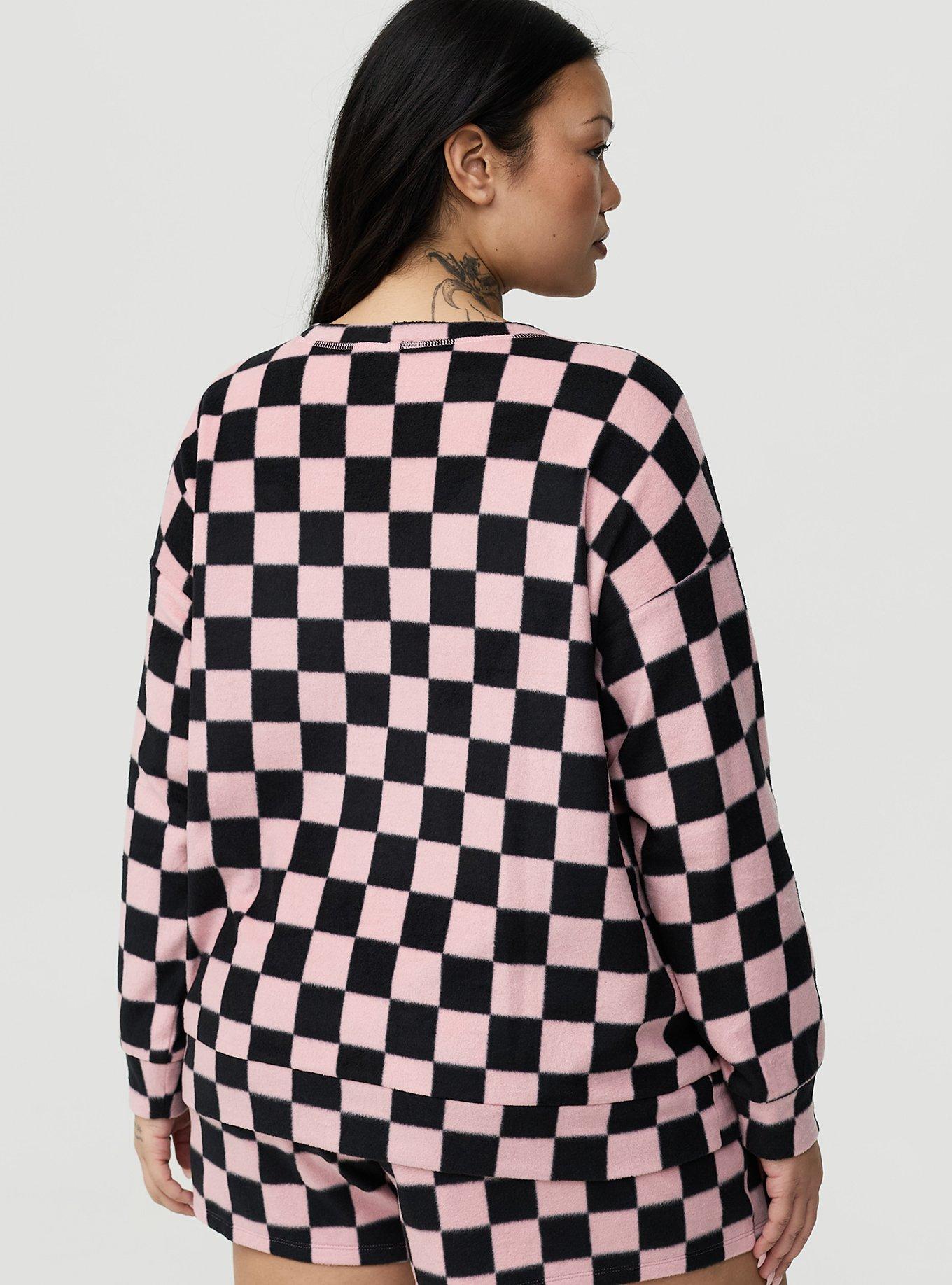 Spa Fleece Sleep Pullover, SUNNY CHECK PINK, alternate