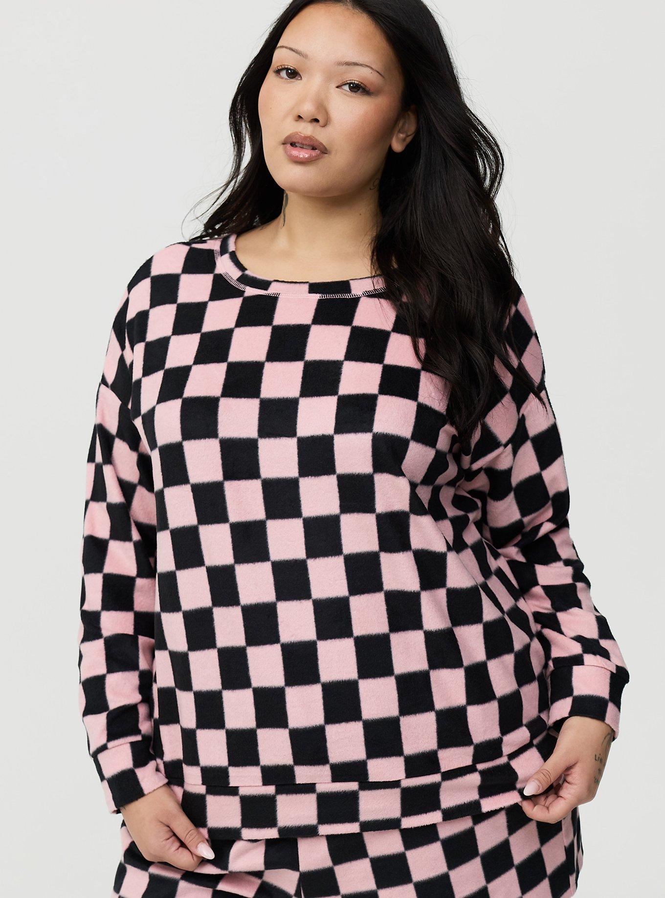 Spa Fleece Sleep Pullover, SUNNY CHECK PINK, alternate