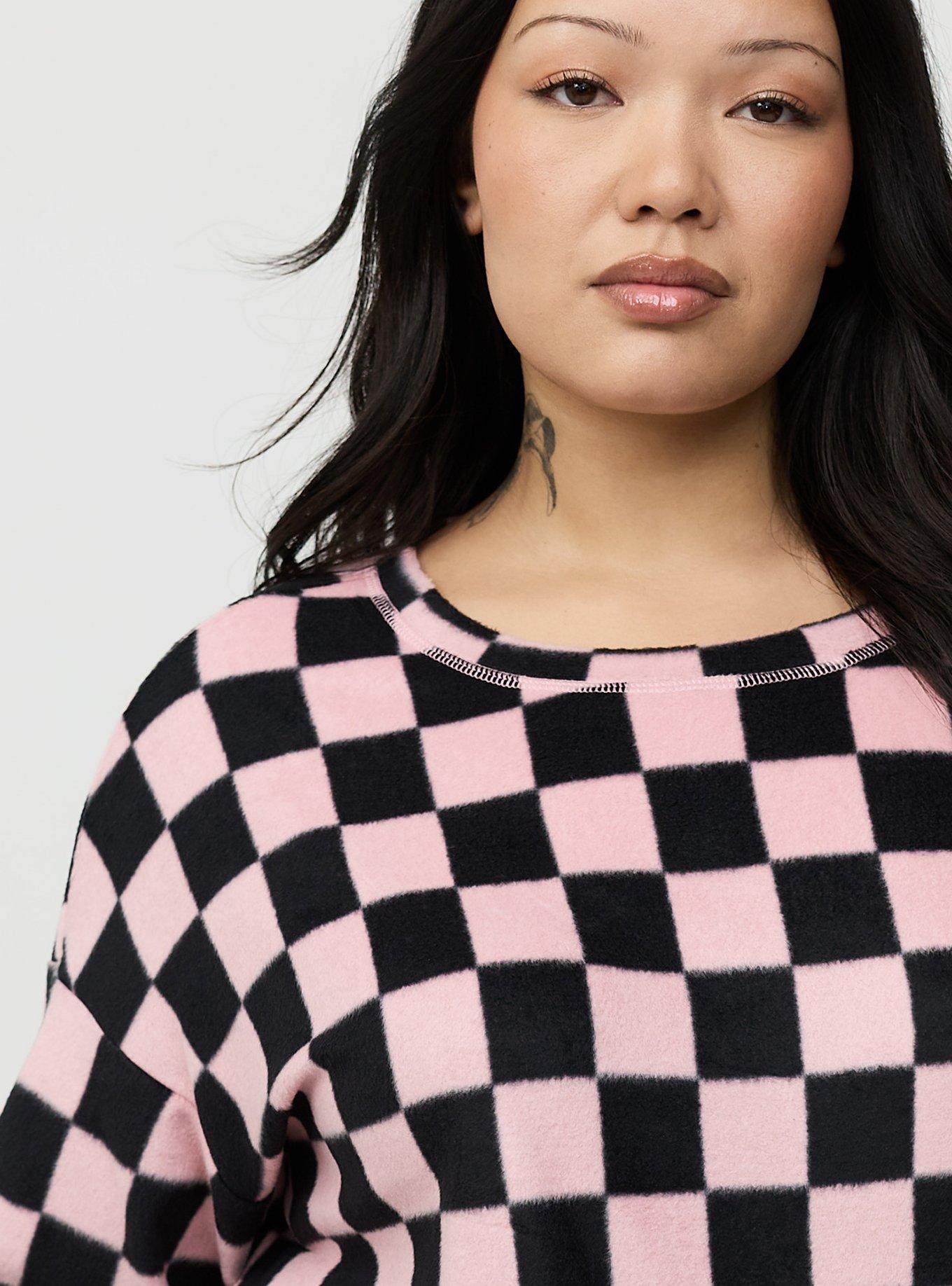 Spa Fleece Sleep Pullover, SUNNY CHECK PINK, alternate