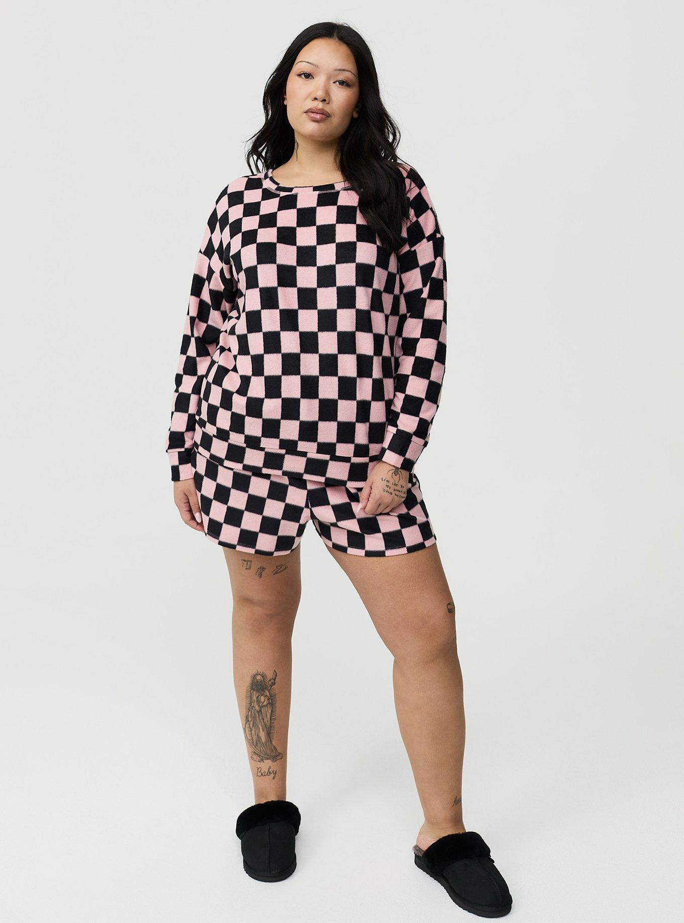 Spa Fleece Sleep Pullover, SUNNY CHECK PINK, alternate