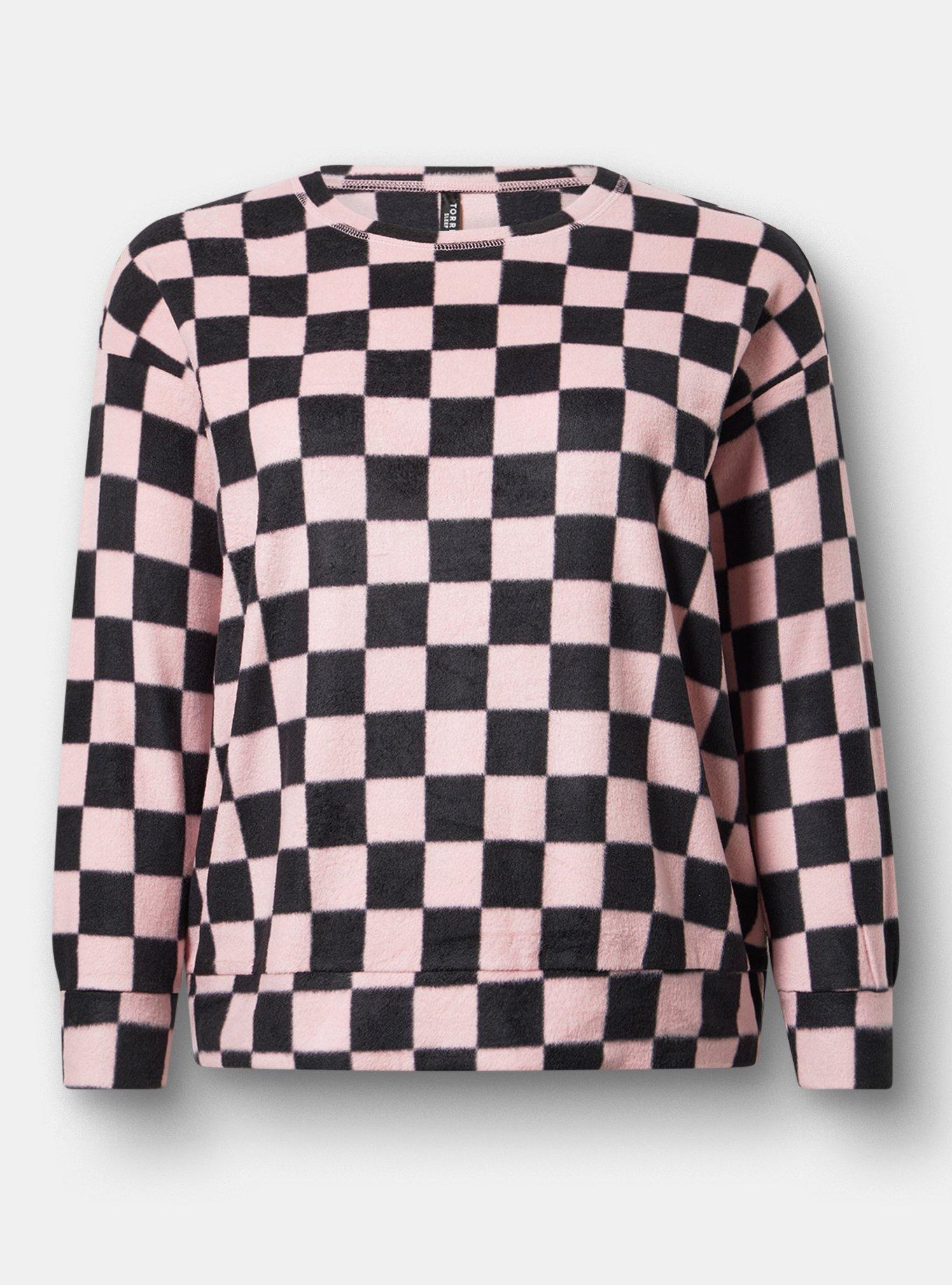 Spa Fleece Sleep Pullover, SUNNY CHECK PINK, hi-res