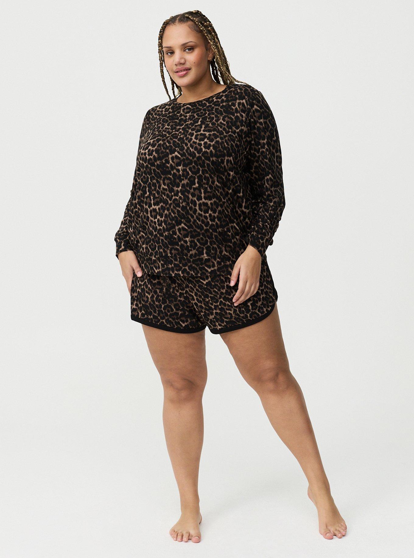 Light Weight French Terry Pullover Lounge Sweatshirt, ON THE PROWL LEOPARD CHOCOLATE, alternate