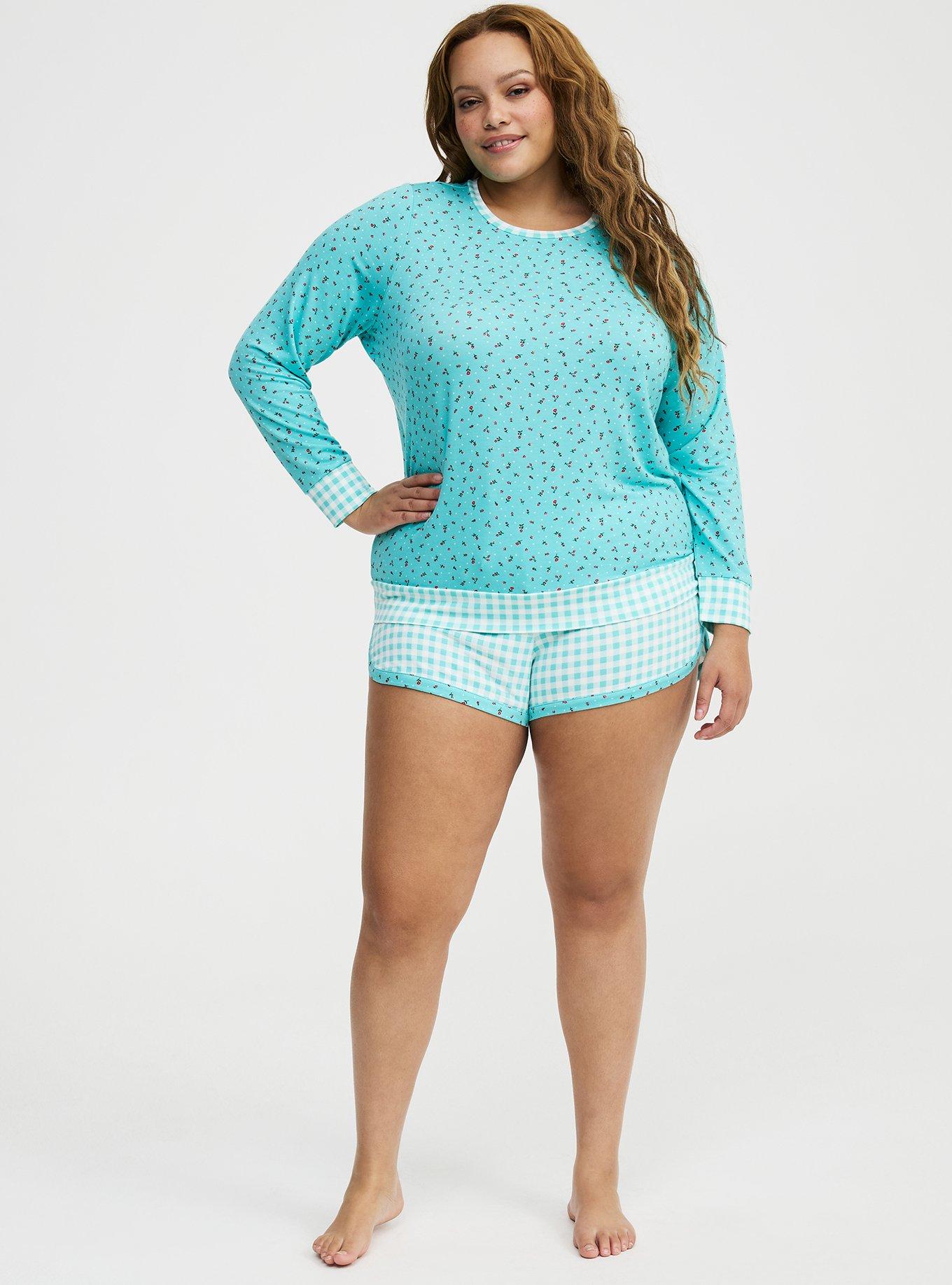 Light Weight French Terry Pullover Lounge Sweatshirt, ADORE DITSY FLORAL AQUA, alternate
