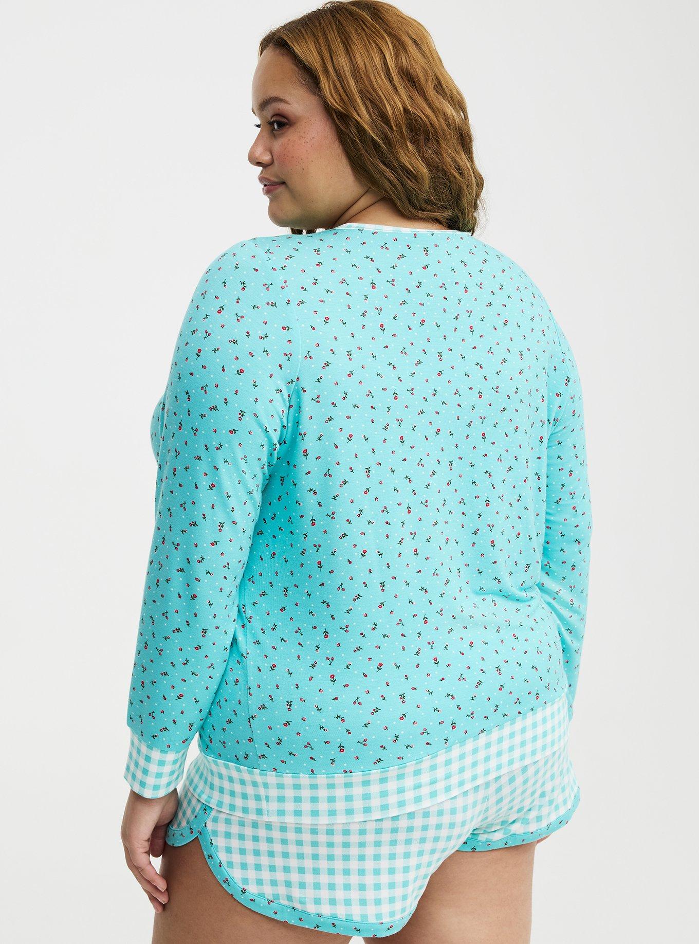 Light Weight French Terry Pullover Lounge Sweatshirt, ADORE DITSY FLORAL AQUA, alternate
