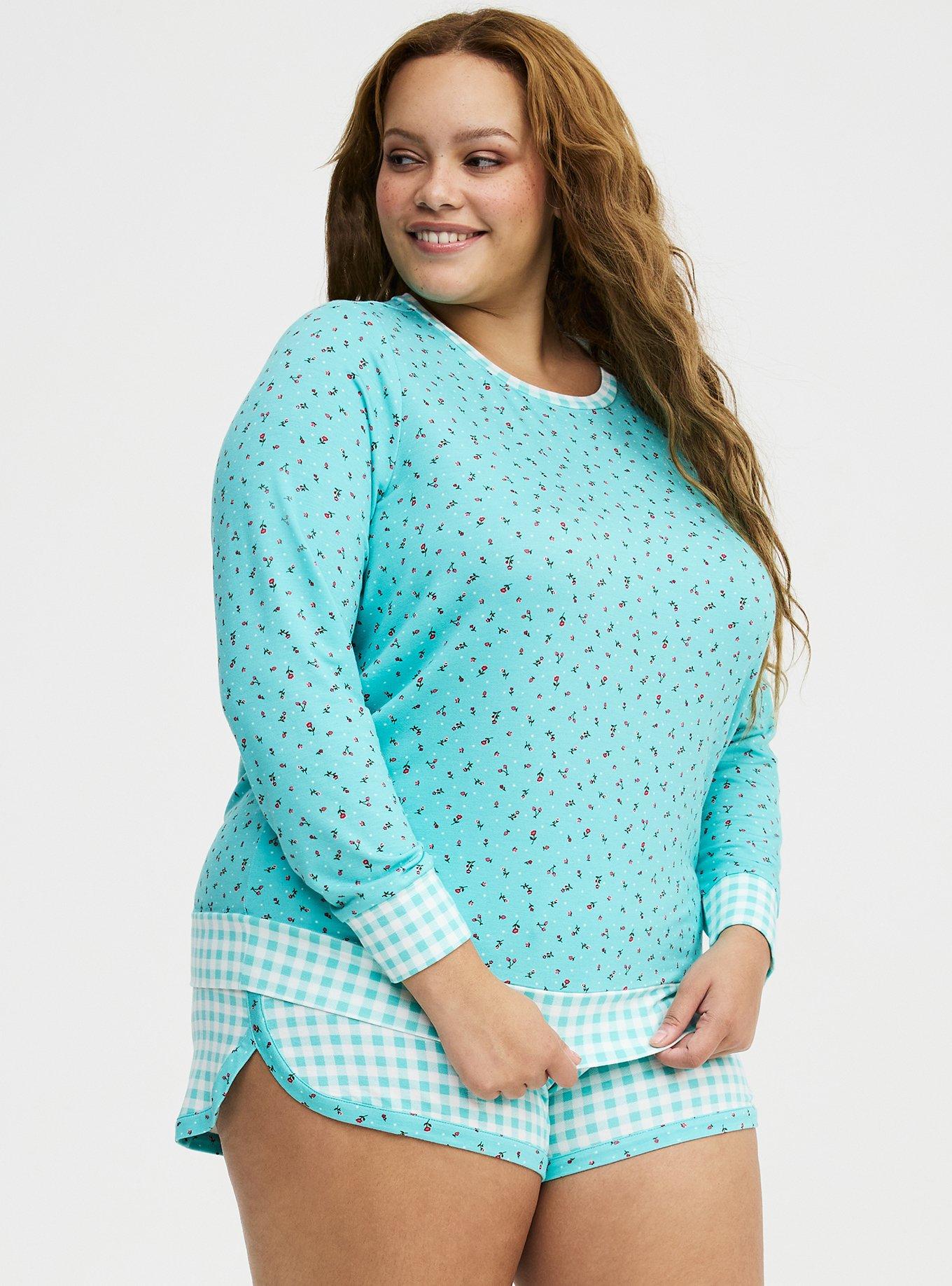 Light Weight French Terry Pullover Lounge Sweatshirt, ADORE DITSY FLORAL AQUA, alternate