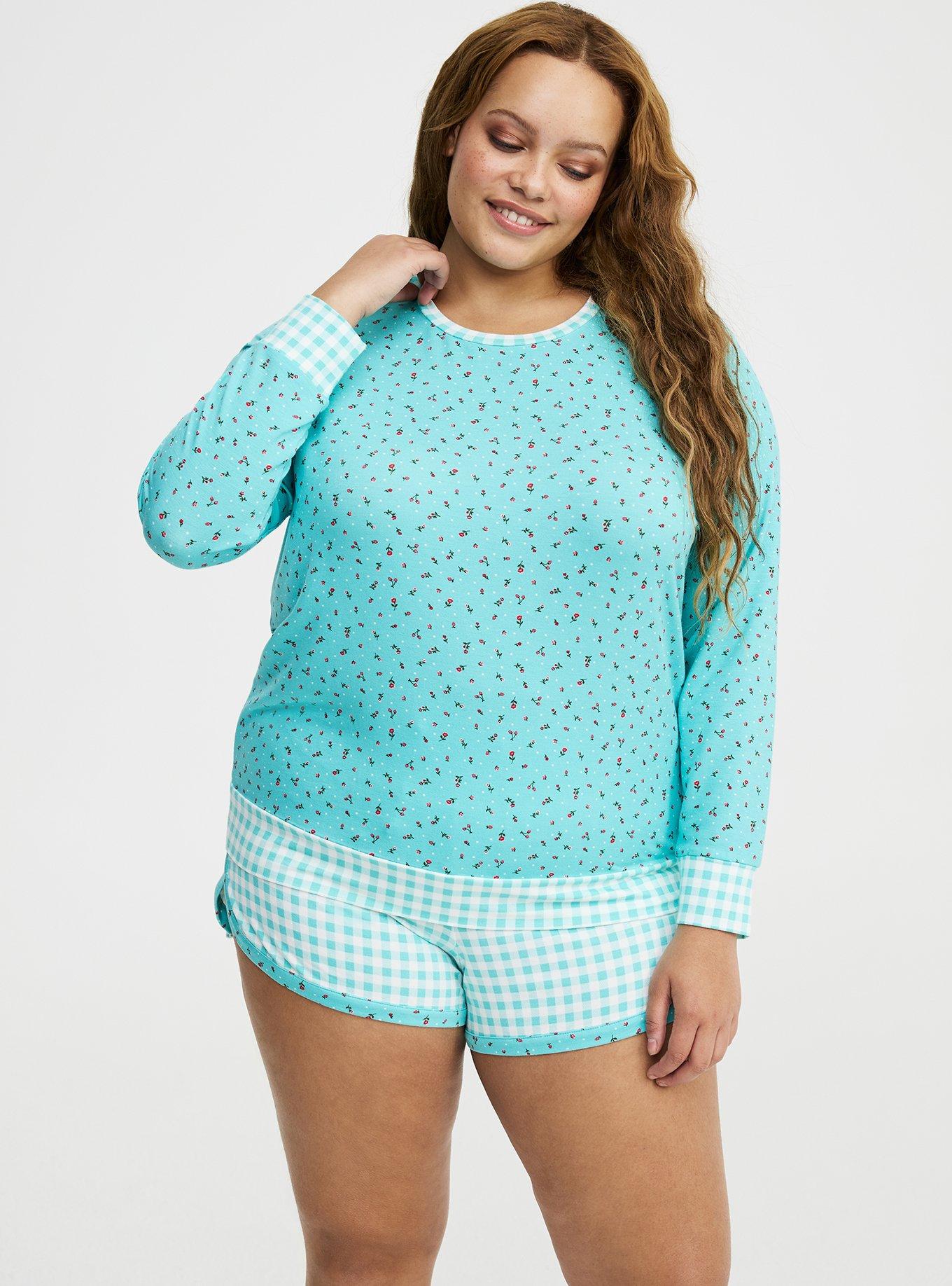Light Weight French Terry Pullover Lounge Sweatshirt, ADORE DITSY FLORAL AQUA, alternate