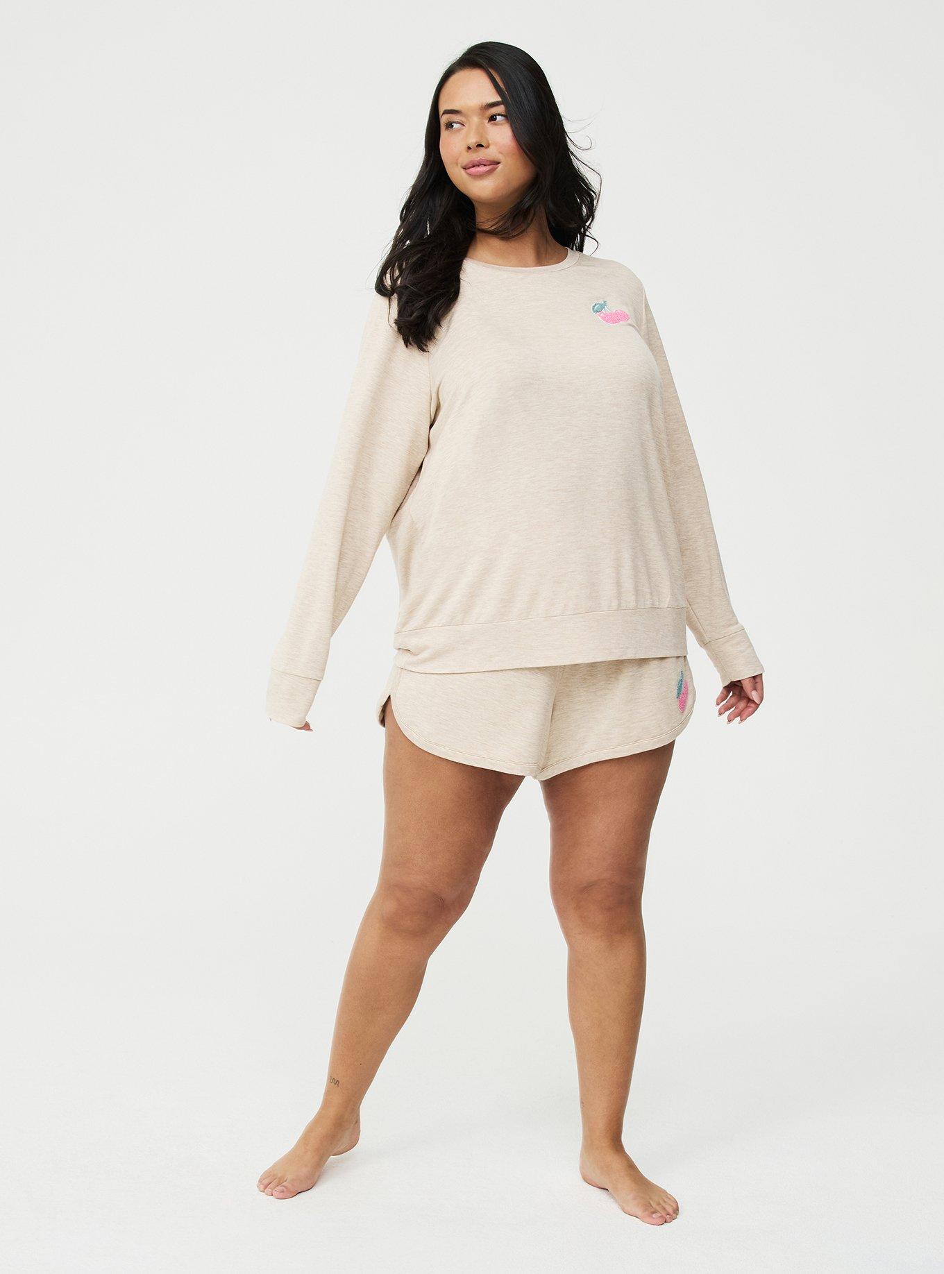 Light Weight French Terry Pullover Lounge Sweatshirt, SWEET CHERRY OATMEAL, alternate