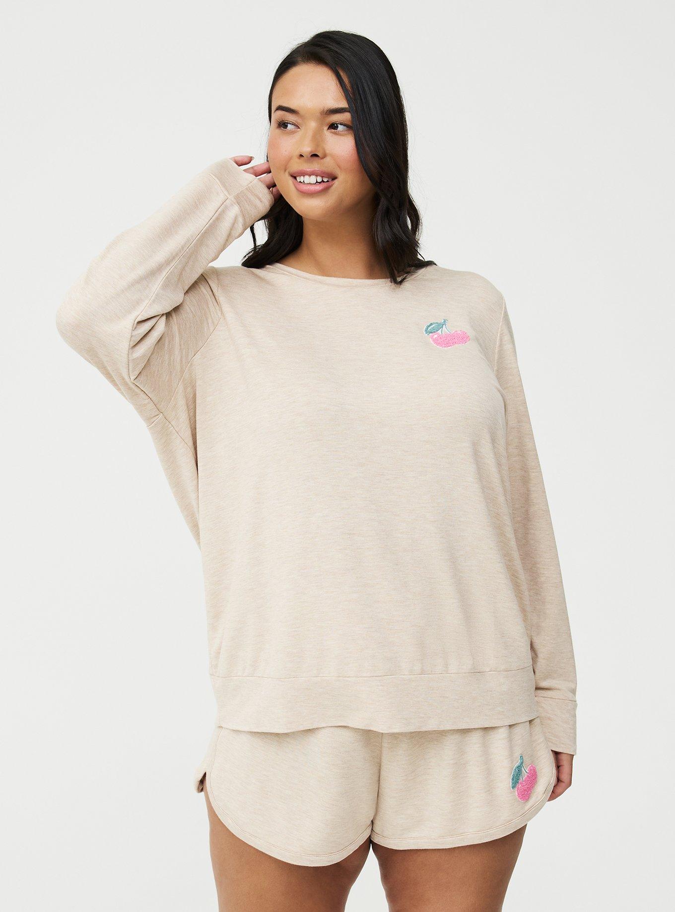 Light Weight French Terry Pullover Lounge Sweatshirt, SWEET CHERRY OATMEAL, hi-res