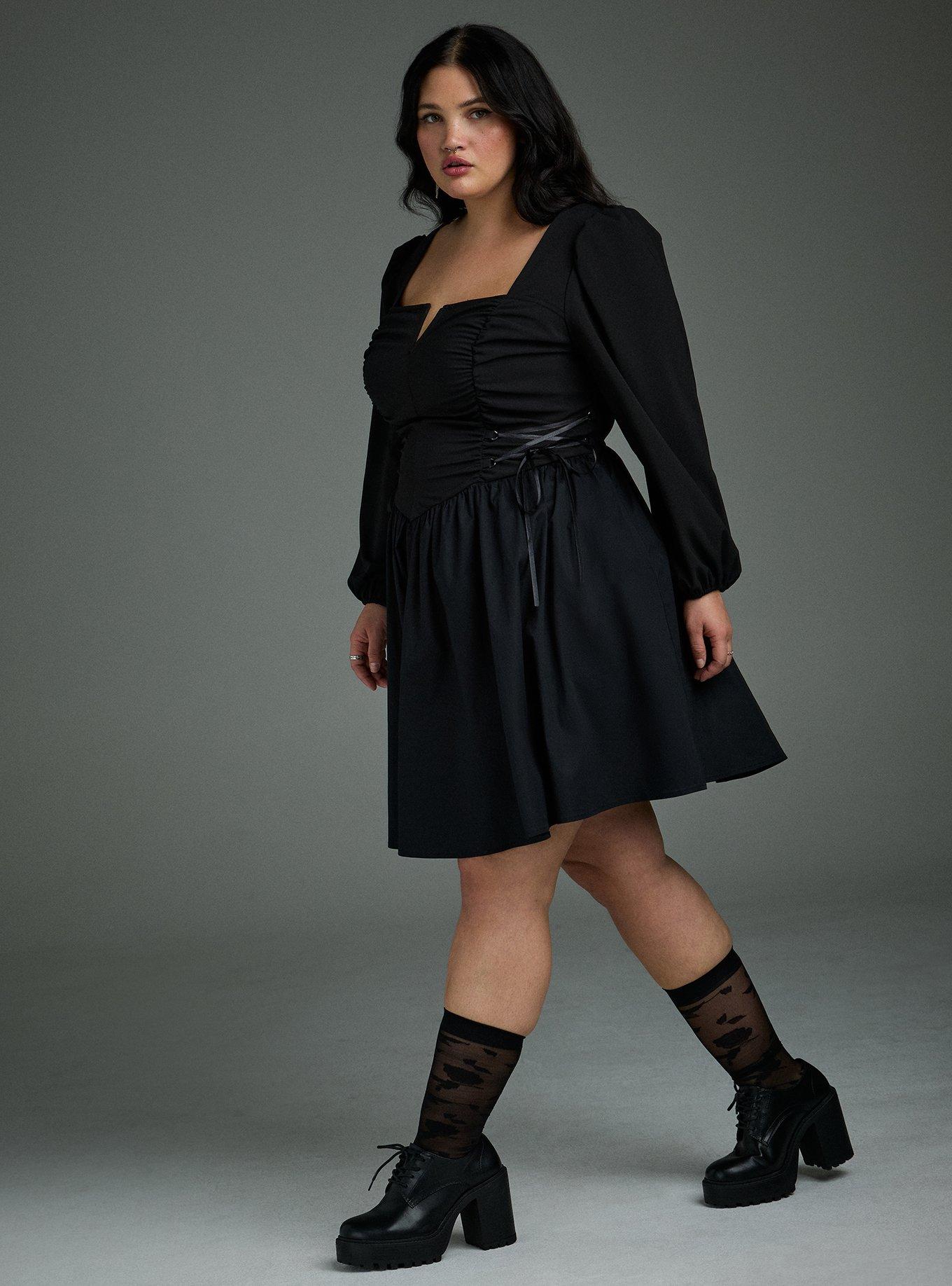 Nightfall Puff Sleeve Basque Waist Dress