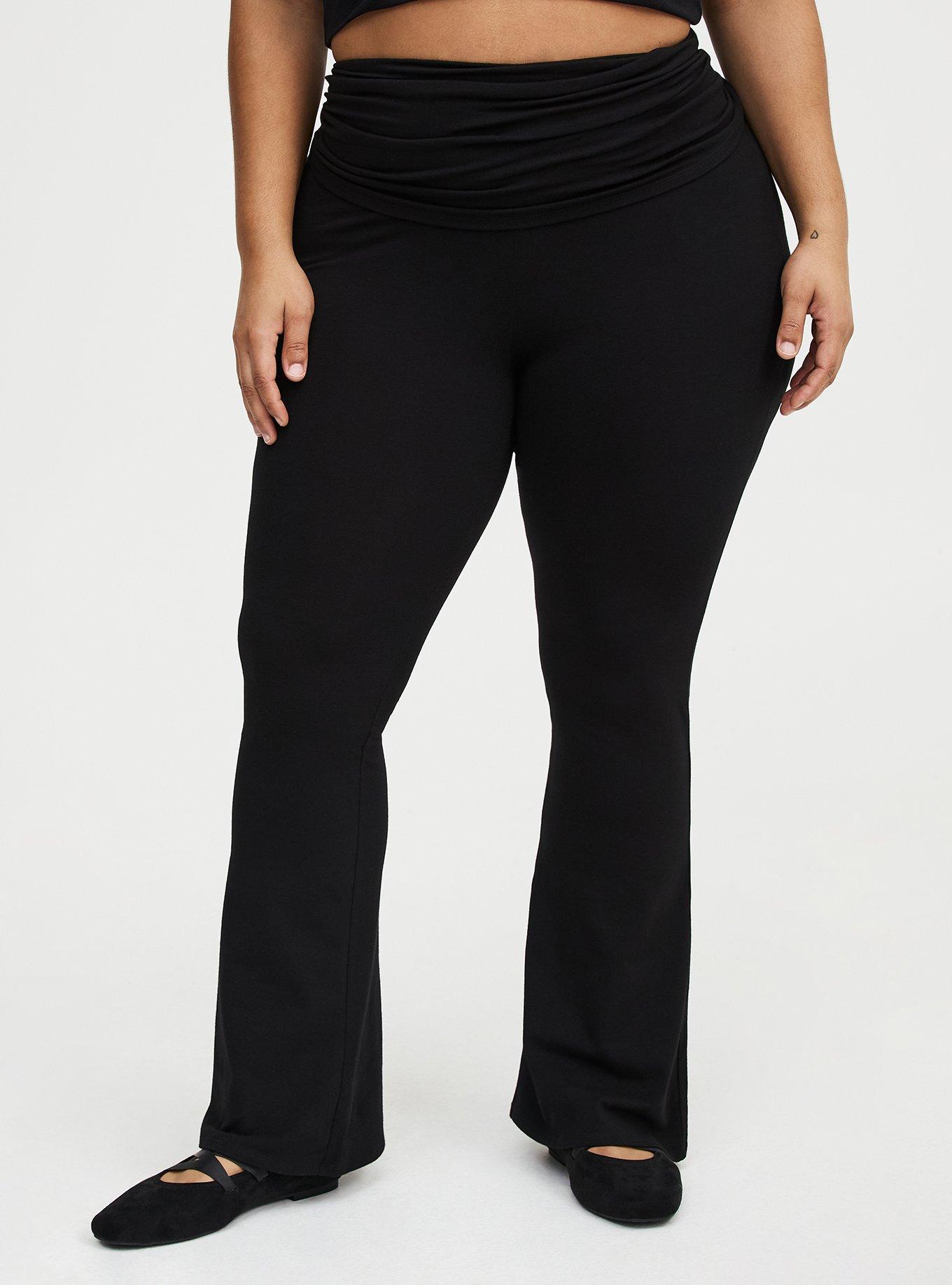 Full Length Foldover Flare Legging, DEEP BLACK, alternate