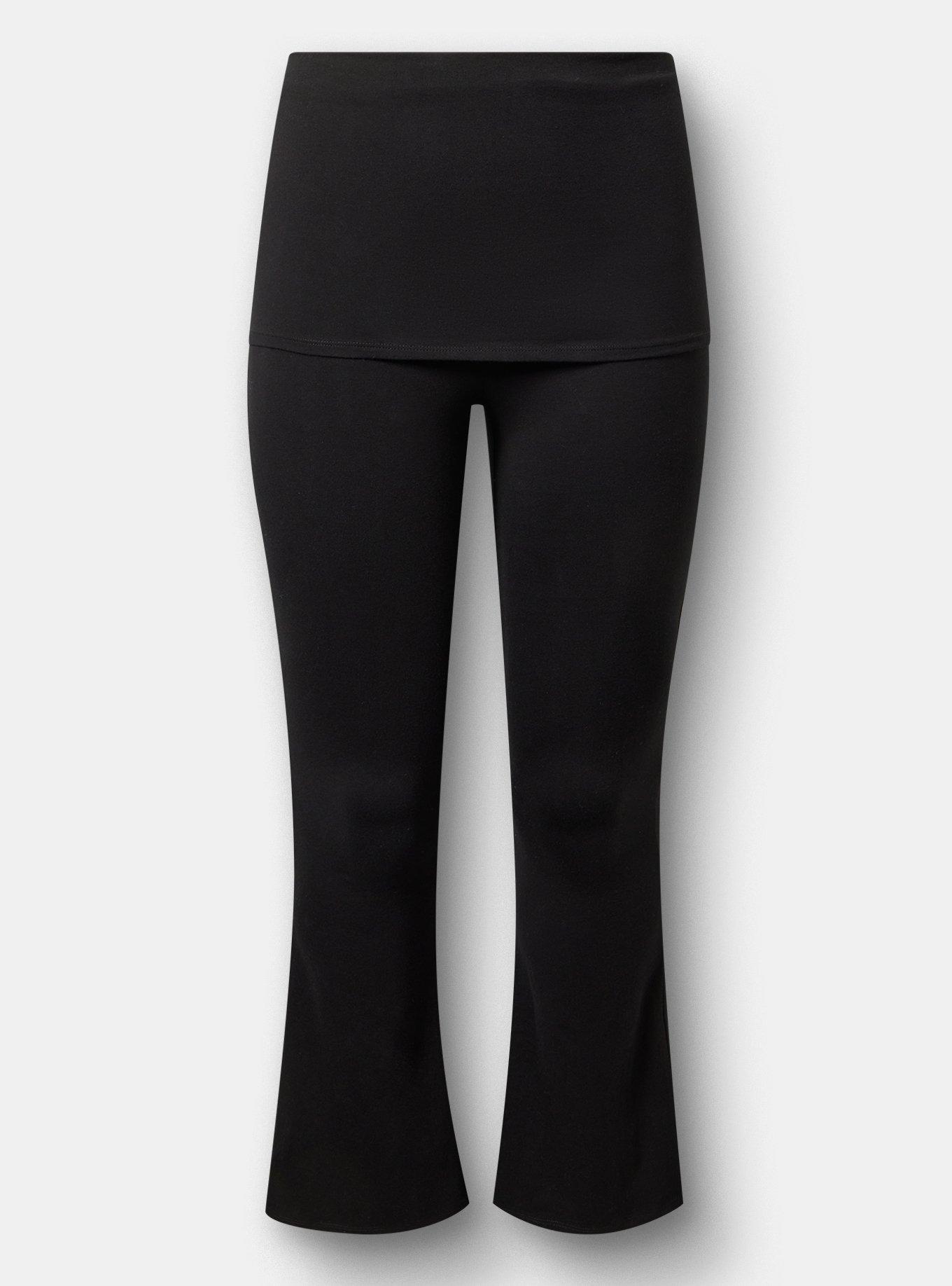 Full Length Foldover Flare Legging, DEEP BLACK, hi-res