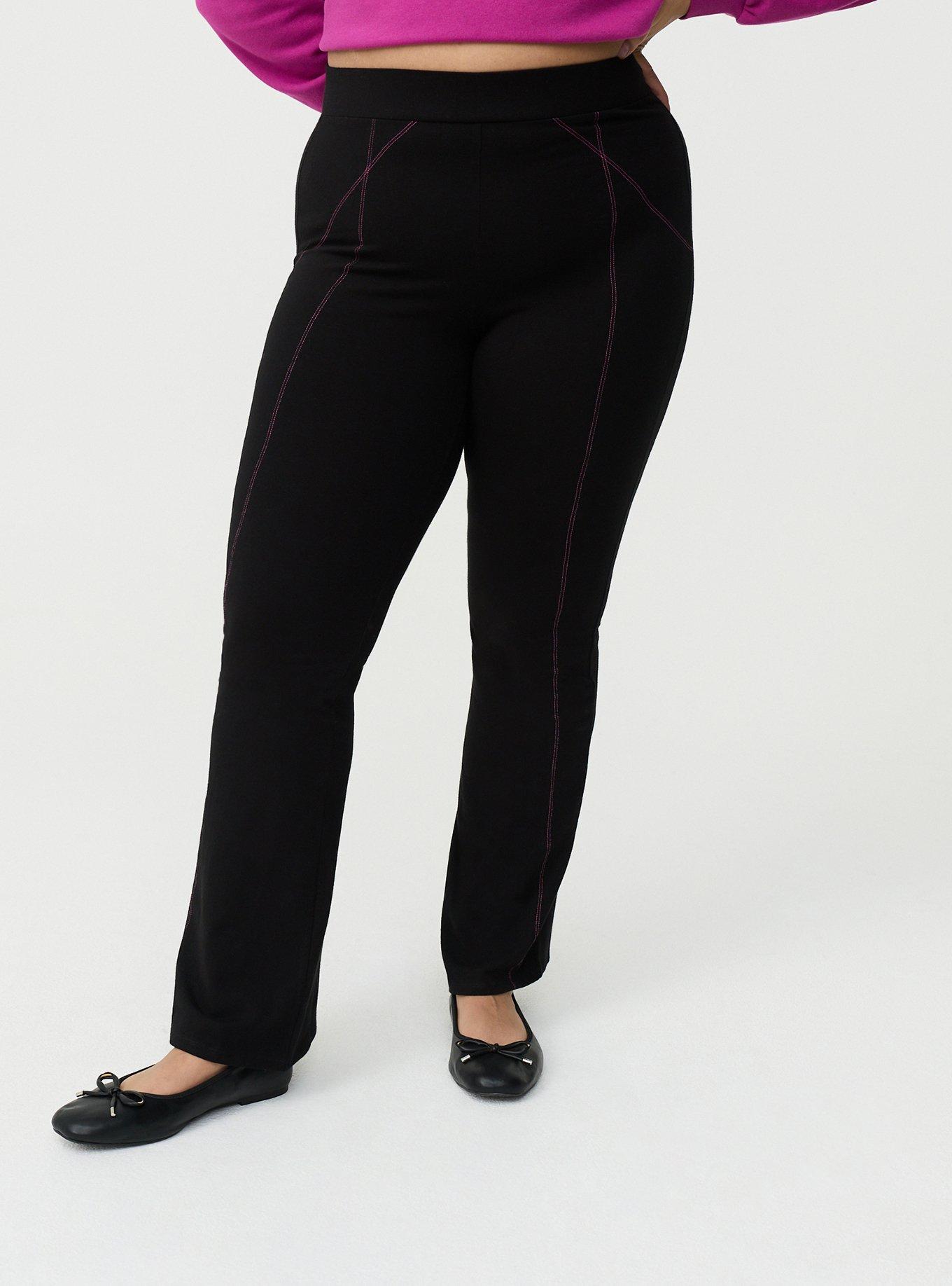 Full Length Contrast Stitch Bootcut Legging, DEEP BLACK, alternate