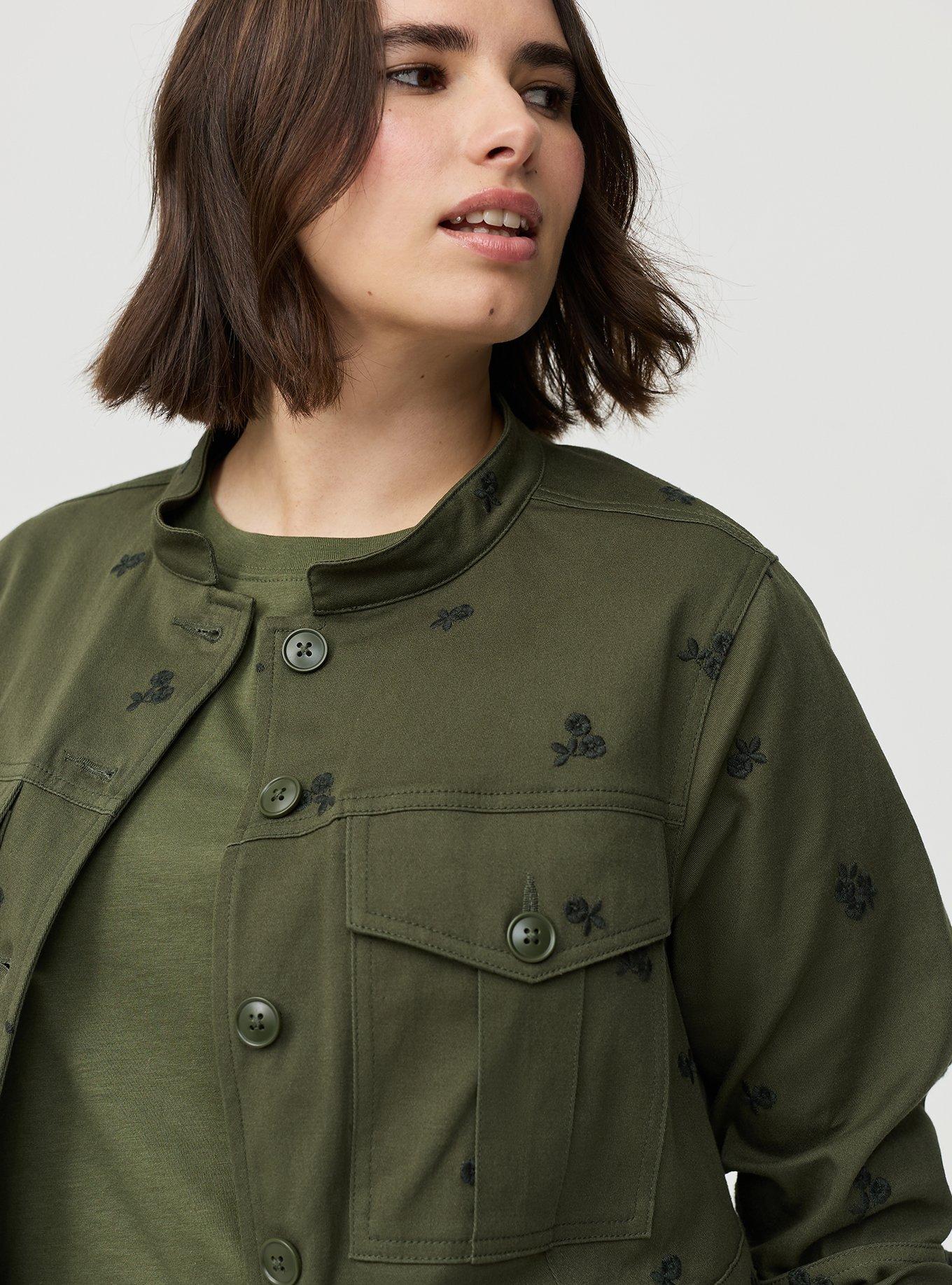 Fitted Military Jacket, TAWNY DAISIES FLORAL OLIVE, alternate