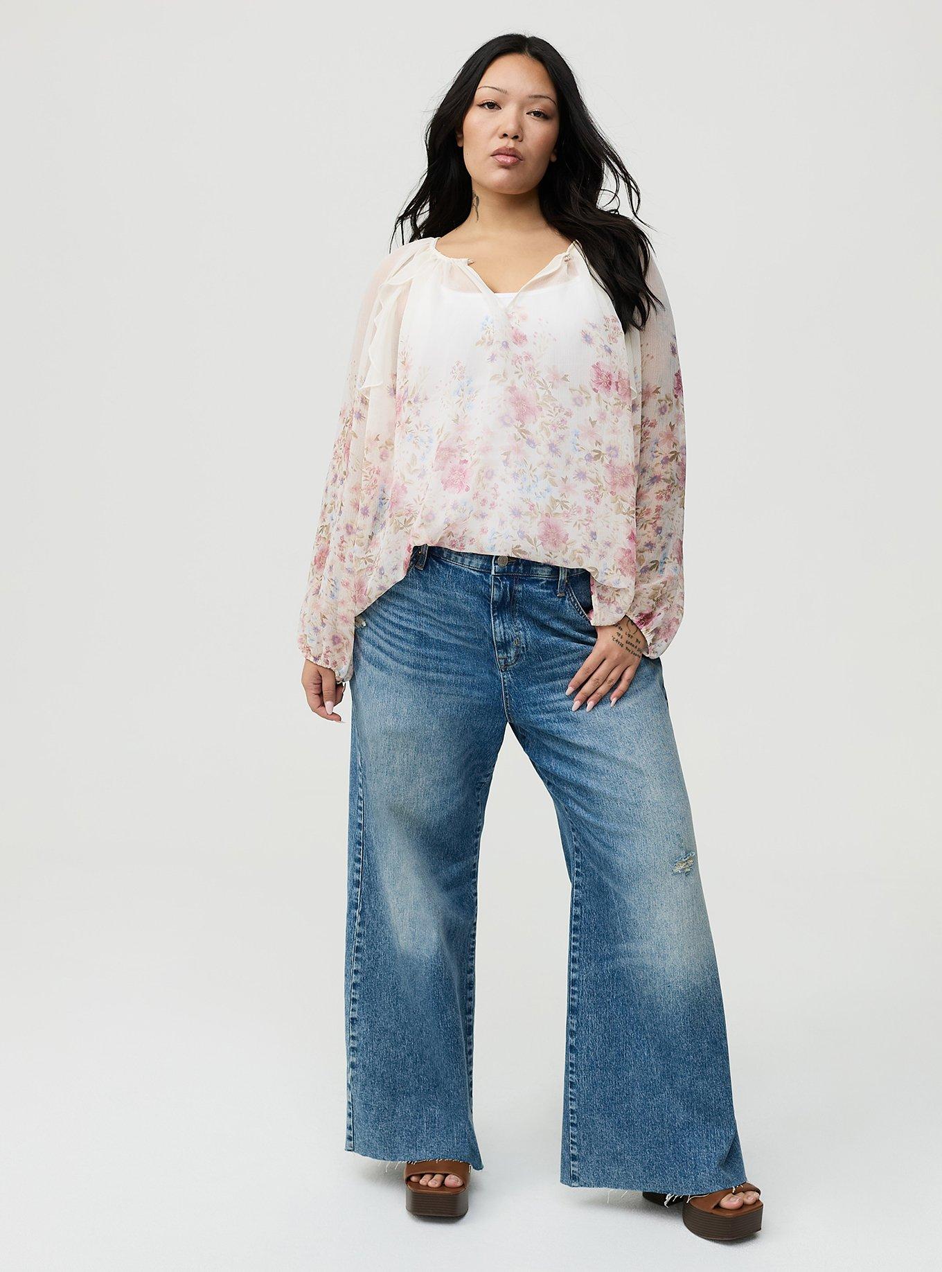 Chiffon Ruffle Blouse, FLOWER ARRANGEMENT FLORAL WHITE, alternate