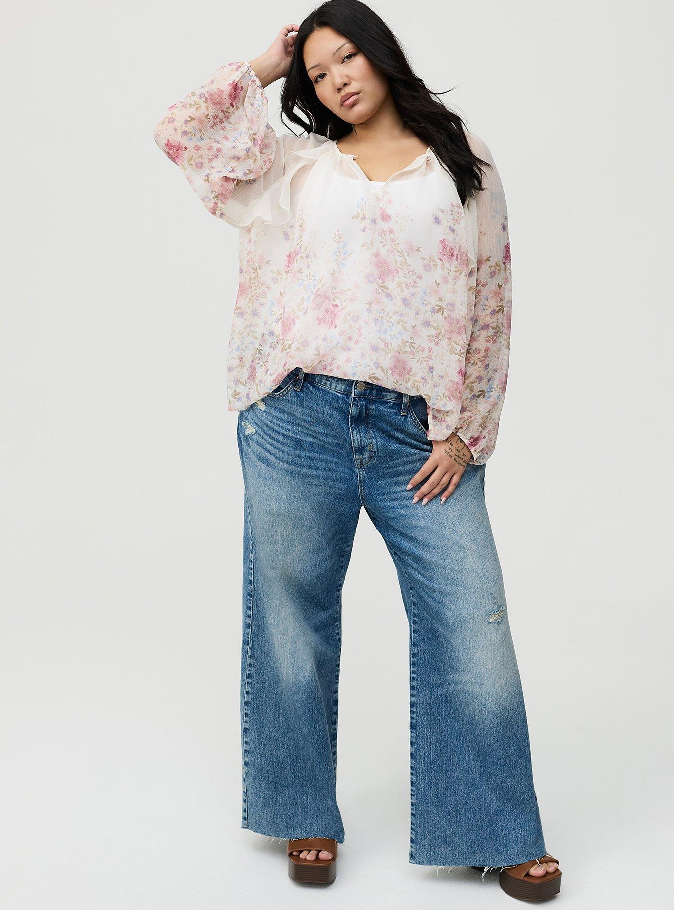 Chiffon Ruffle Blouse, FLOWER ARRANGEMENT FLORAL WHITE, alternate