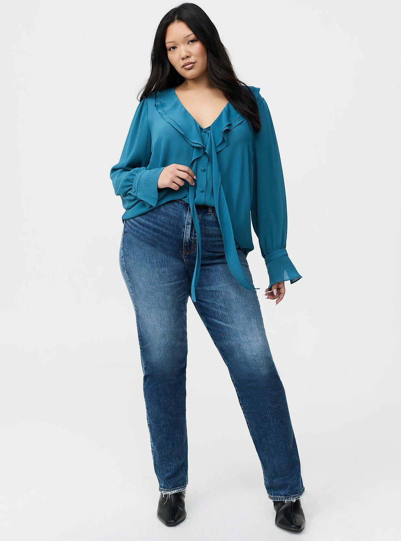 Chiffon Ruffle Tie-Neck Blouse