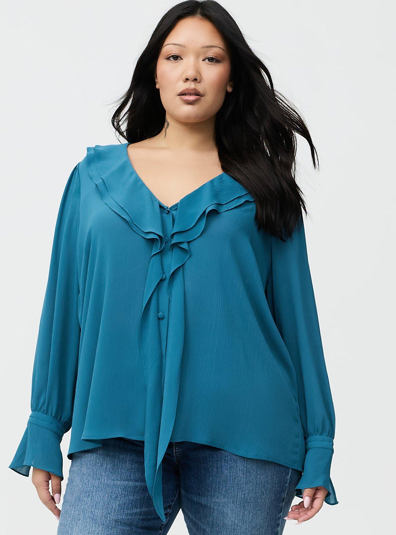 Chiffon Ruffle Tie-Neck Blouse