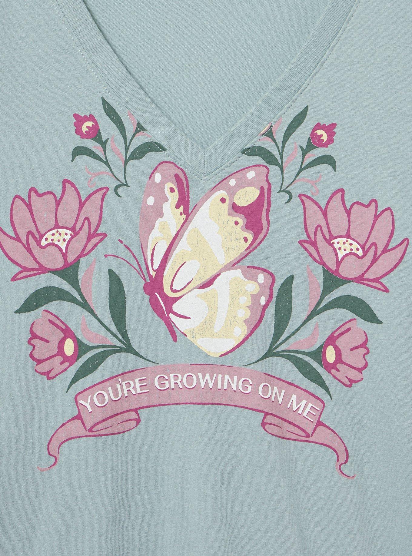 Classic Cotton V-Neck Tee, GROWING ON ME SILVER BLUE, alternate