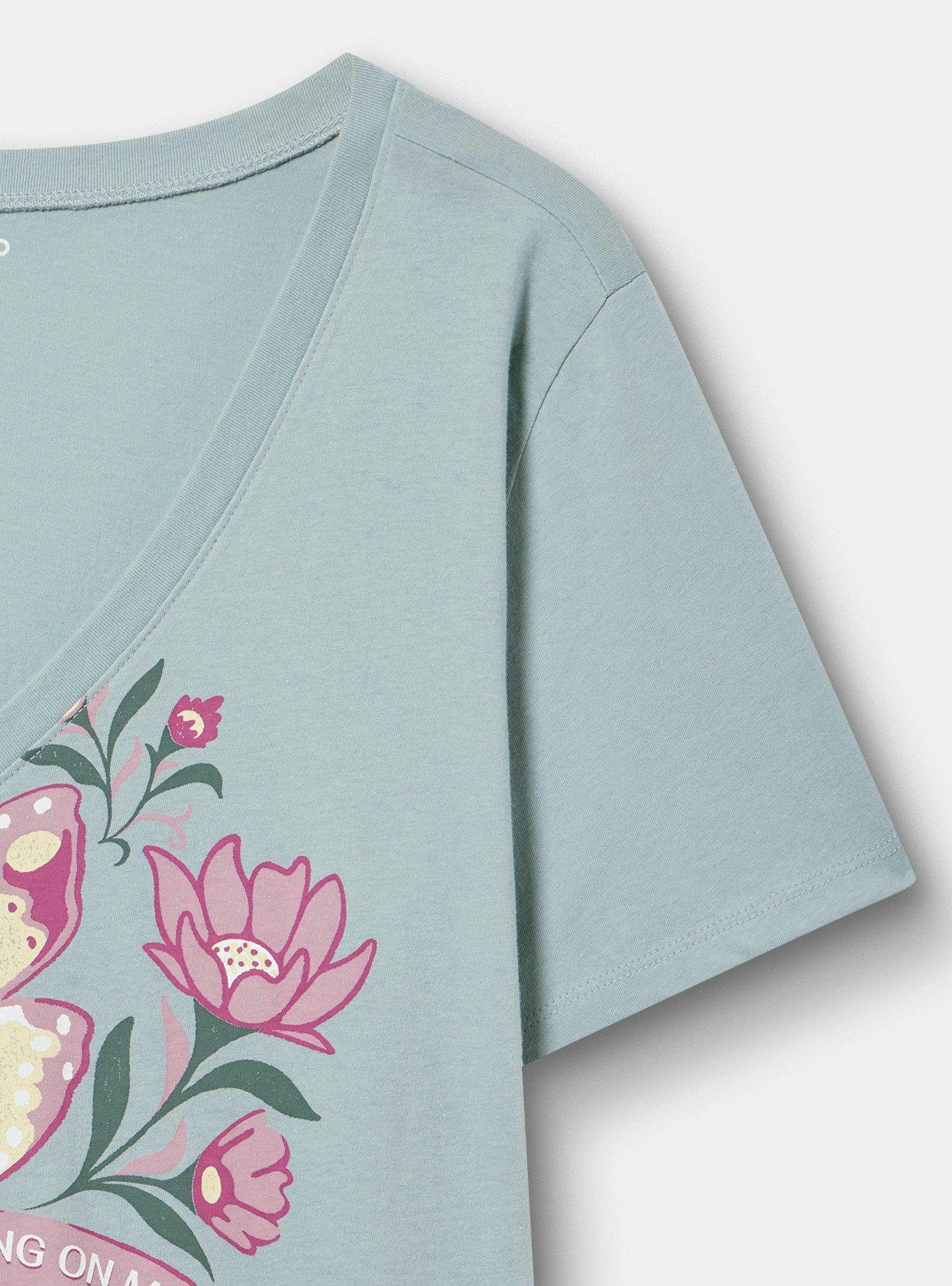 Classic Cotton V-Neck Tee, GROWING ON ME SILVER BLUE, alternate