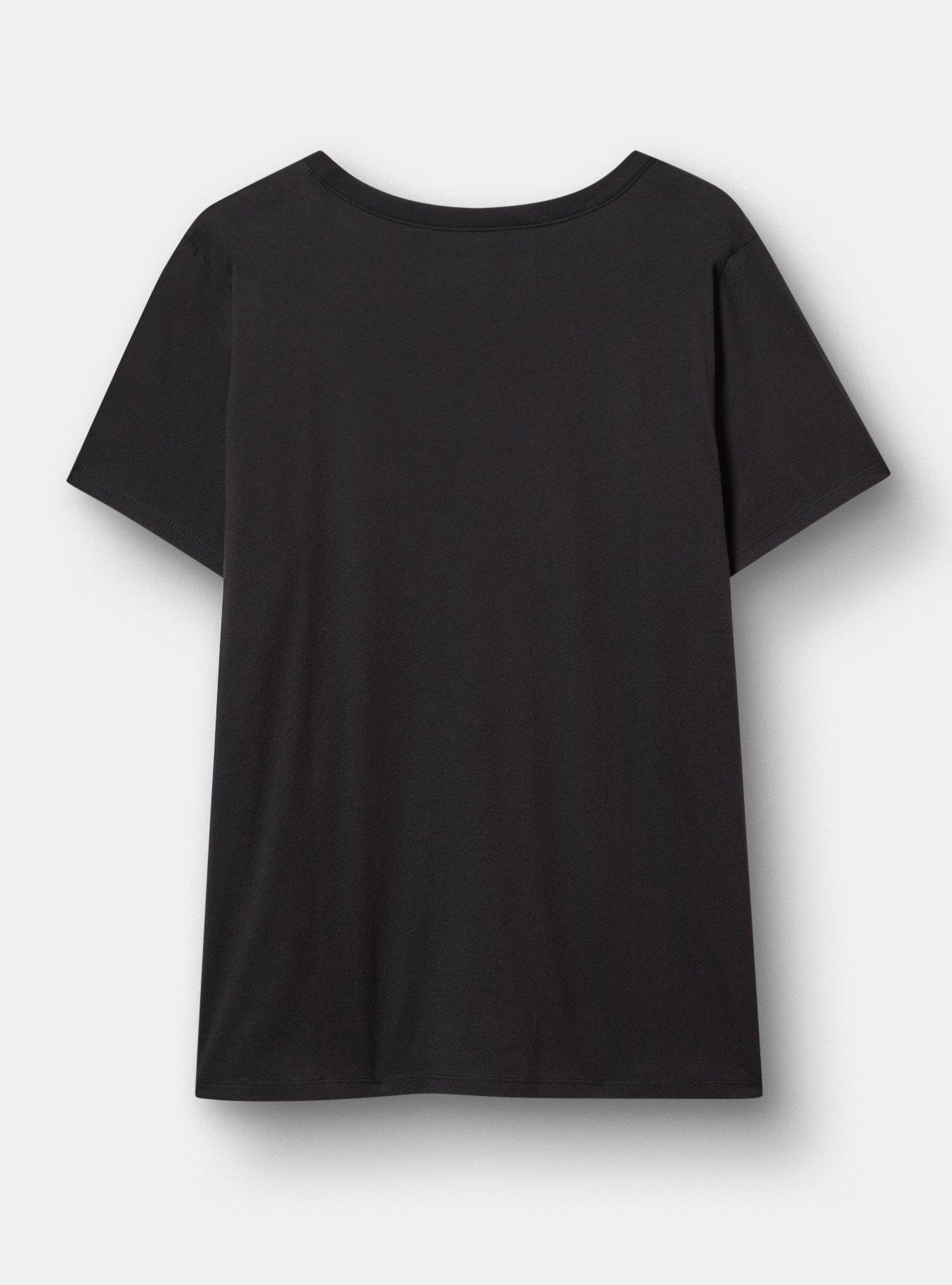 Classic Cotton V-Neck Tee, BLOSSOM HAND SKULL DEEP BLACK, alternate