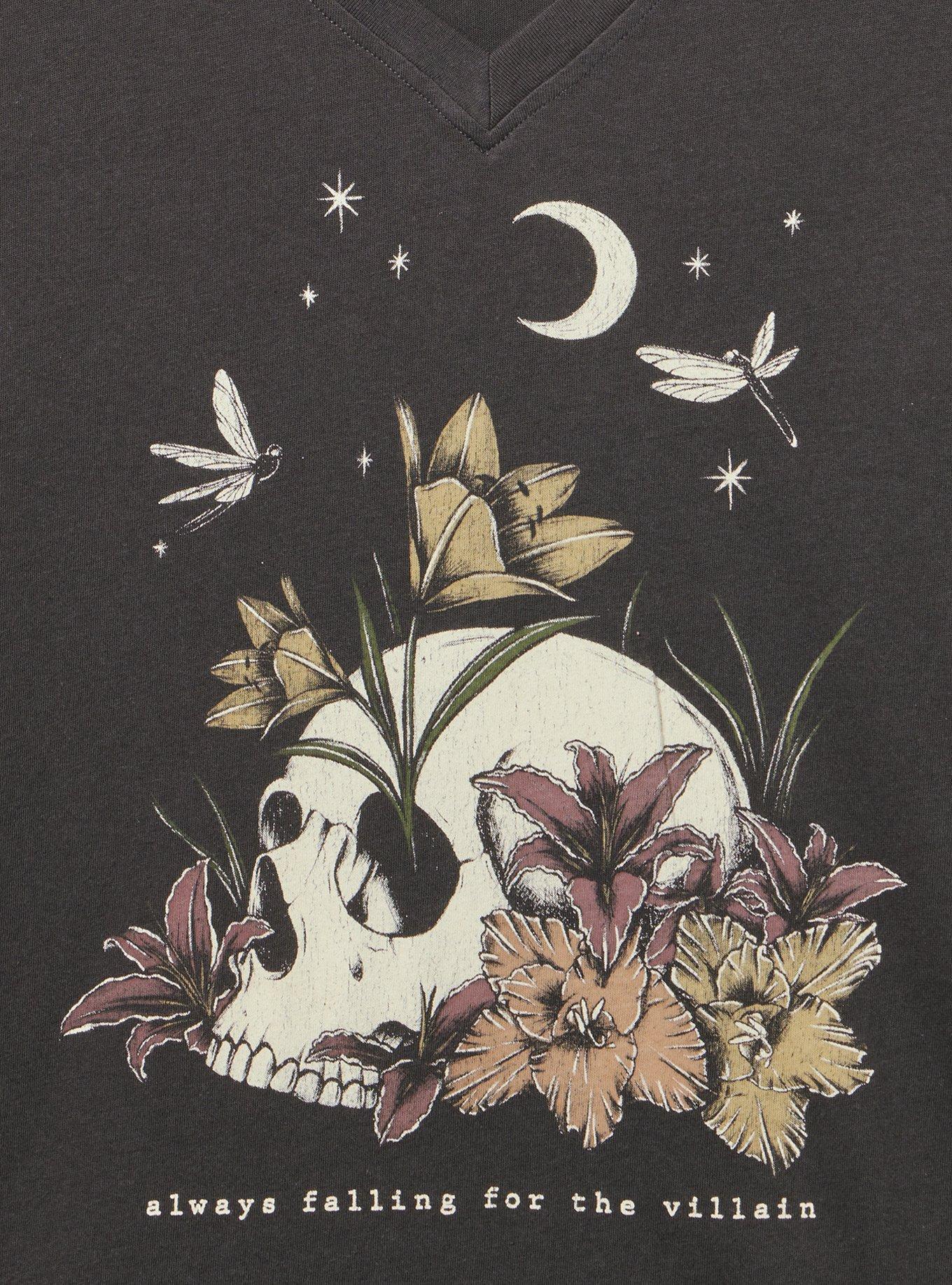 Classic Cotton V-Neck Tee, ALWAYS FALLING OBSIDIAN, alternate