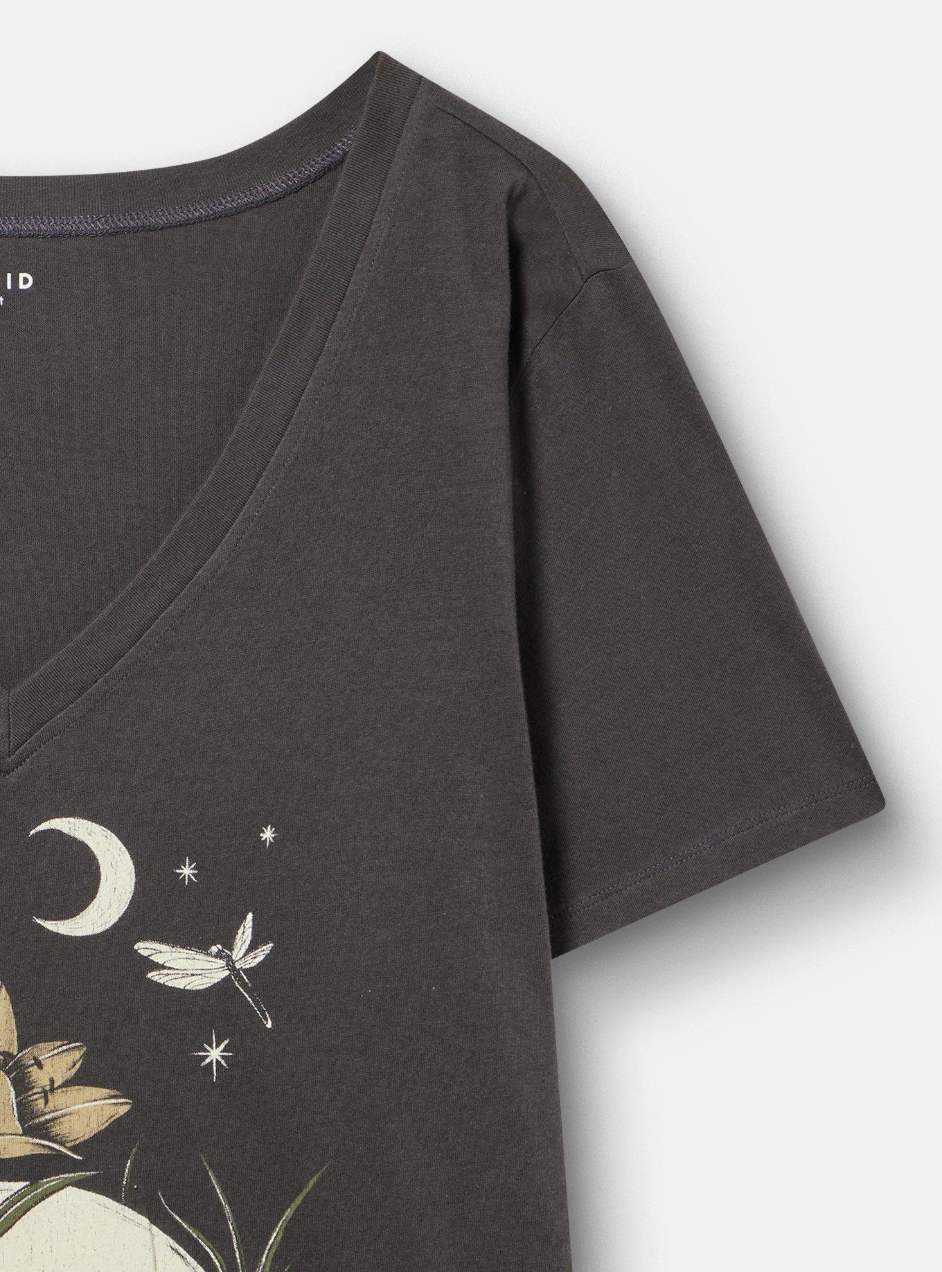 Classic Cotton V-Neck Tee, ALWAYS FALLING OBSIDIAN, alternate