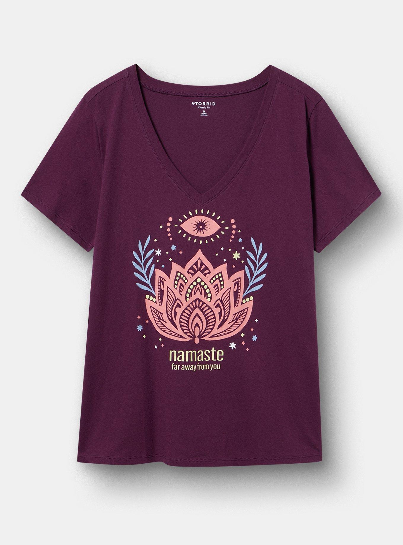 Classic Cotton V-Neck Tee, NAMASTE LOTUS WINETASTING, hi-res