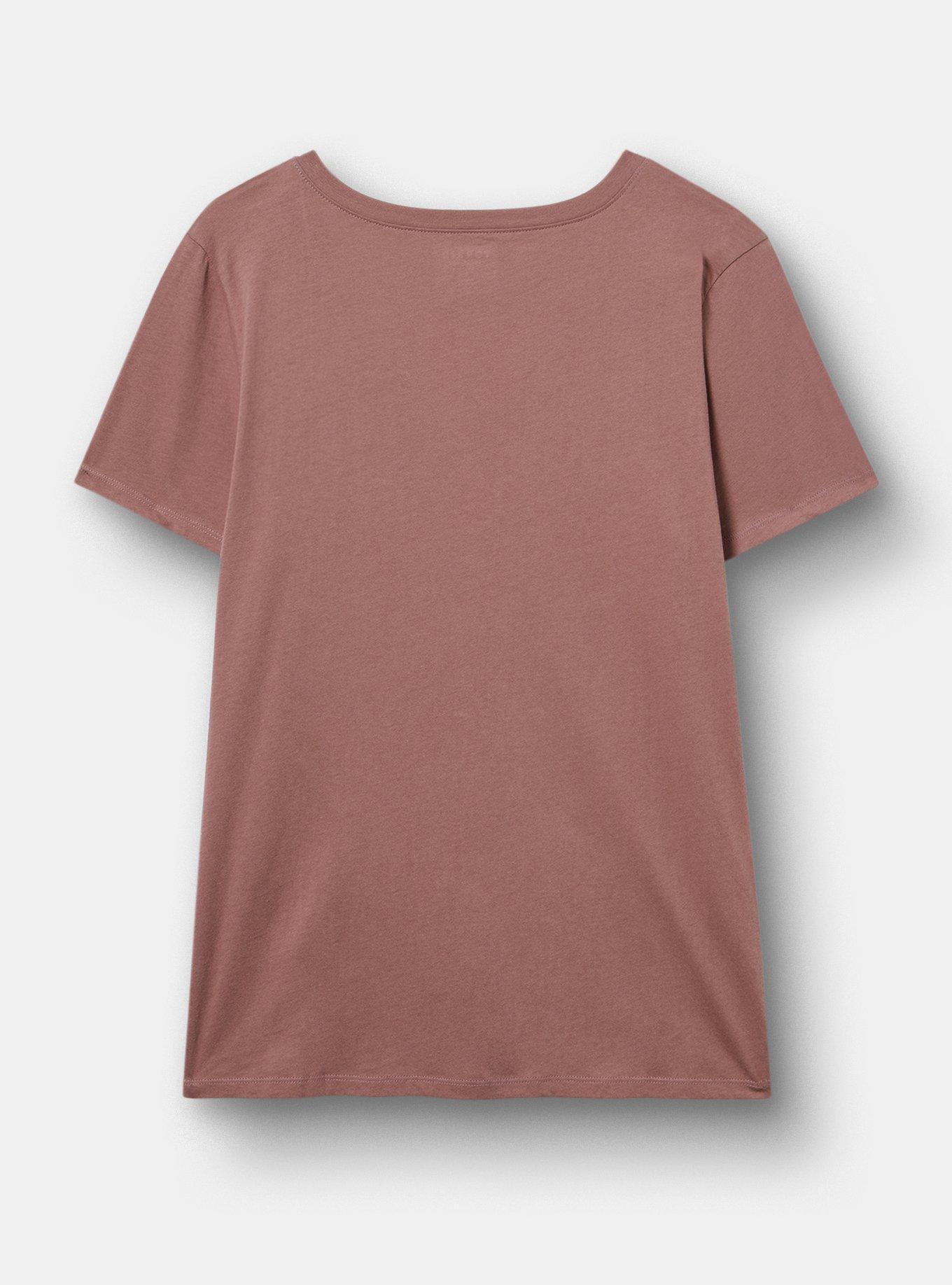 Plus Size Classic Cotton V-Neck Tee, SO MANY BOOKS ROSE TAUPE, alternate
