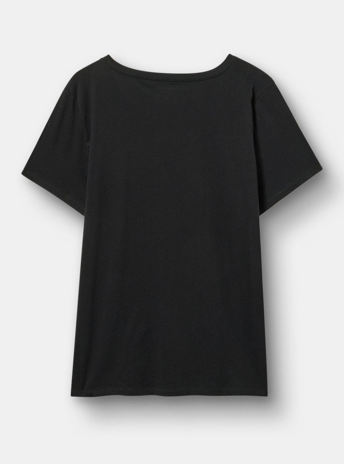 Classic Cotton V-Neck Tee, RAY OF PITCH BLACK DEEP BLACK, alternate