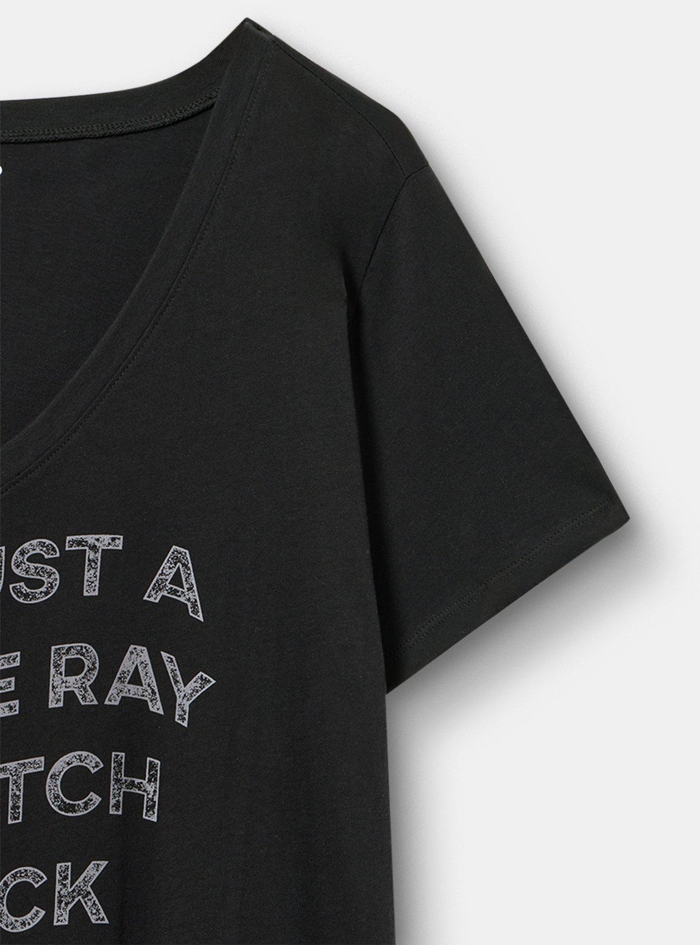 Classic Cotton V-Neck Tee, RAY OF PITCH BLACK DEEP BLACK, alternate