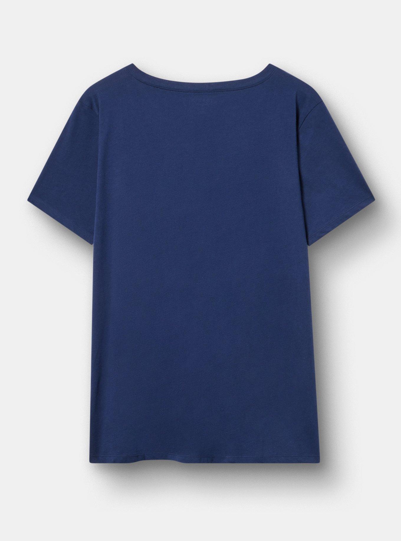 Classic Cotton V-Neck Tee, MENTALLY CHECKED OUT PEACOAT, alternate