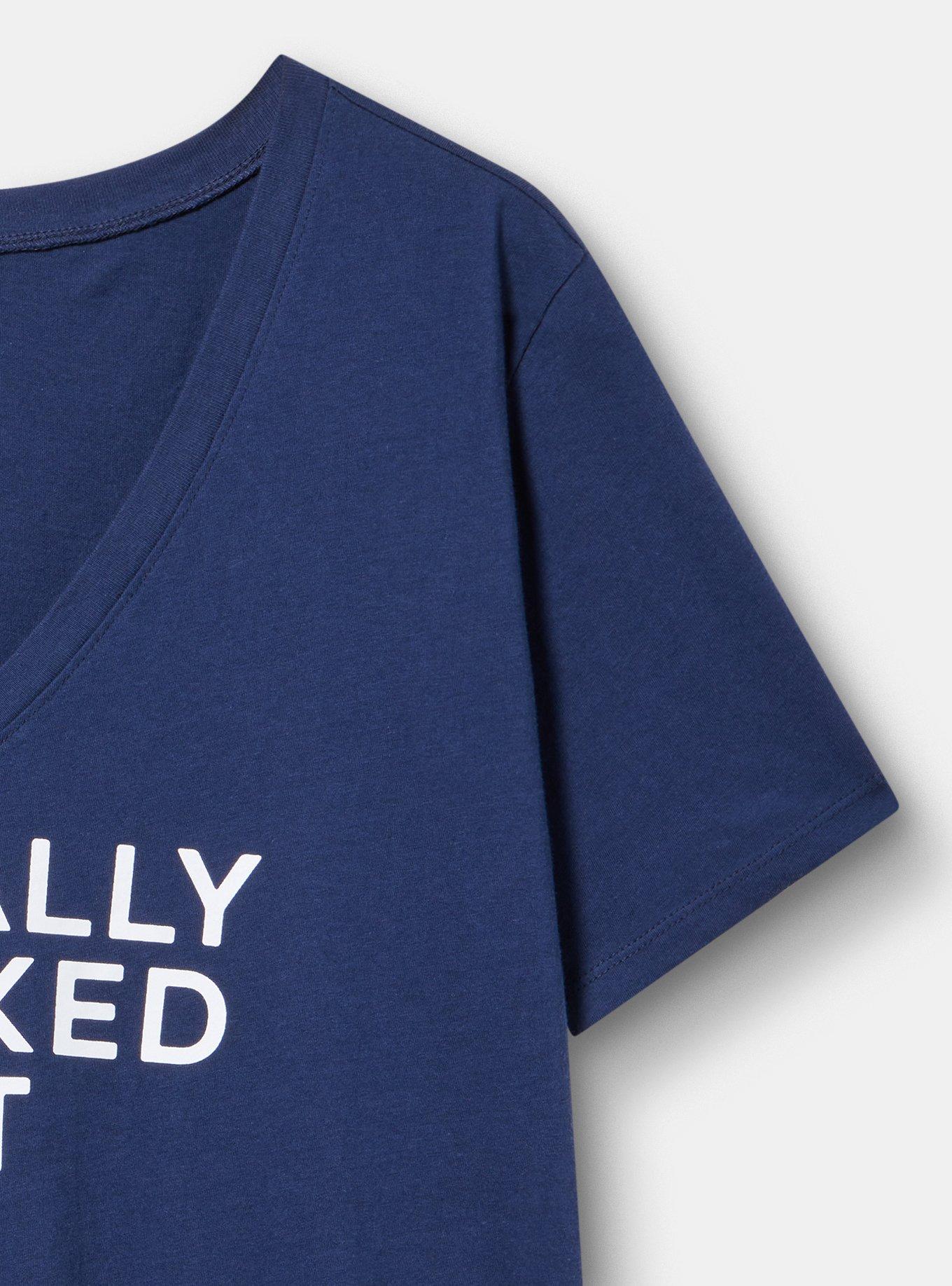 Classic Cotton V-Neck Tee, MENTALLY CHECKED OUT PEACOAT, alternate