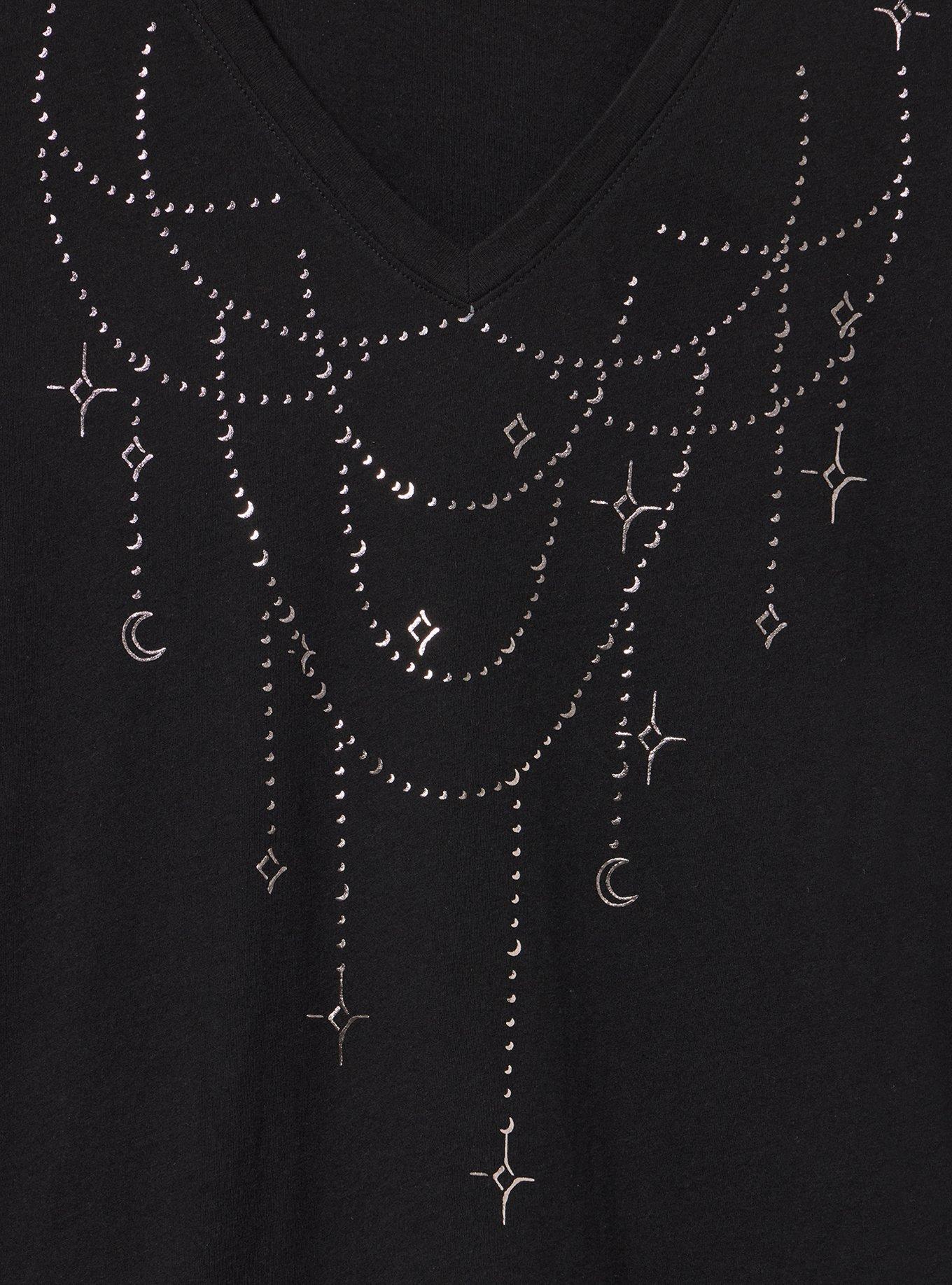 Classic Cotton V-Neck Tee, CHANDELIER STARS DEEP BLACK, alternate