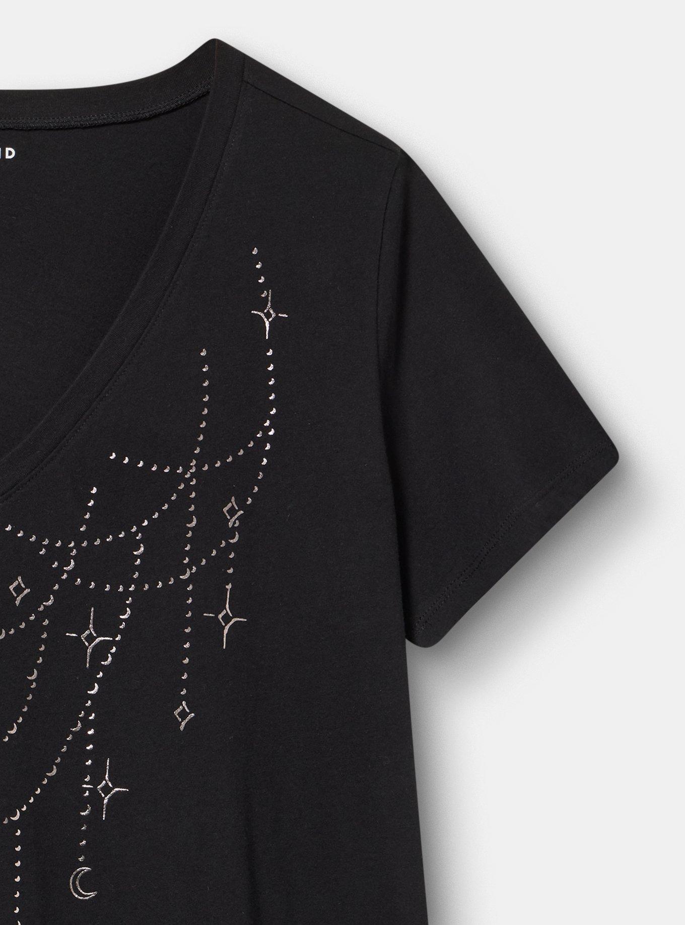 Classic Cotton V-Neck Tee, CHANDELIER STARS DEEP BLACK, alternate