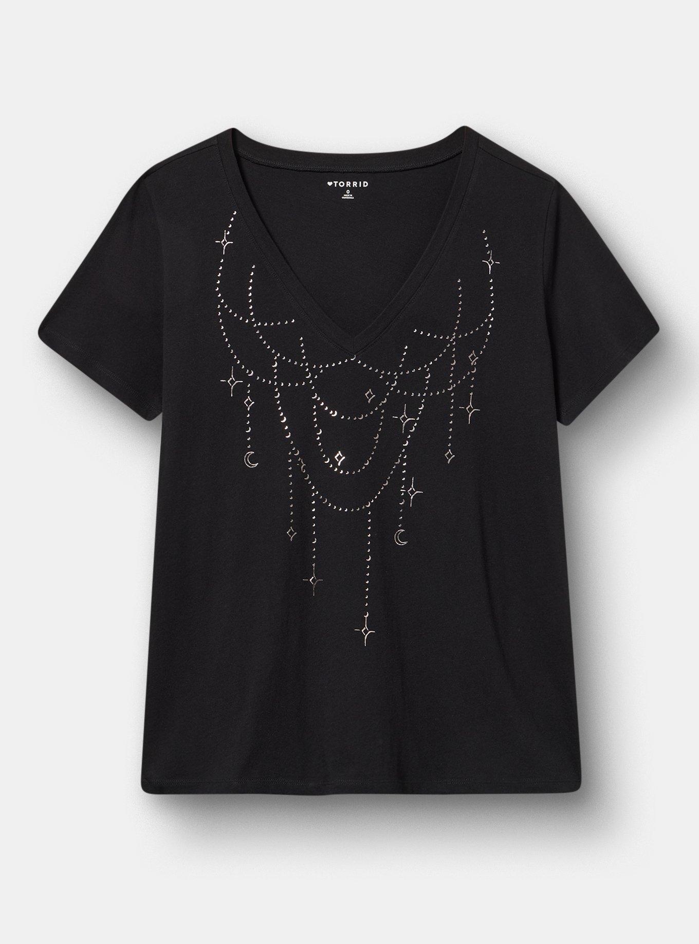 Classic Cotton V-Neck Tee, CHANDELIER STARS DEEP BLACK, hi-res