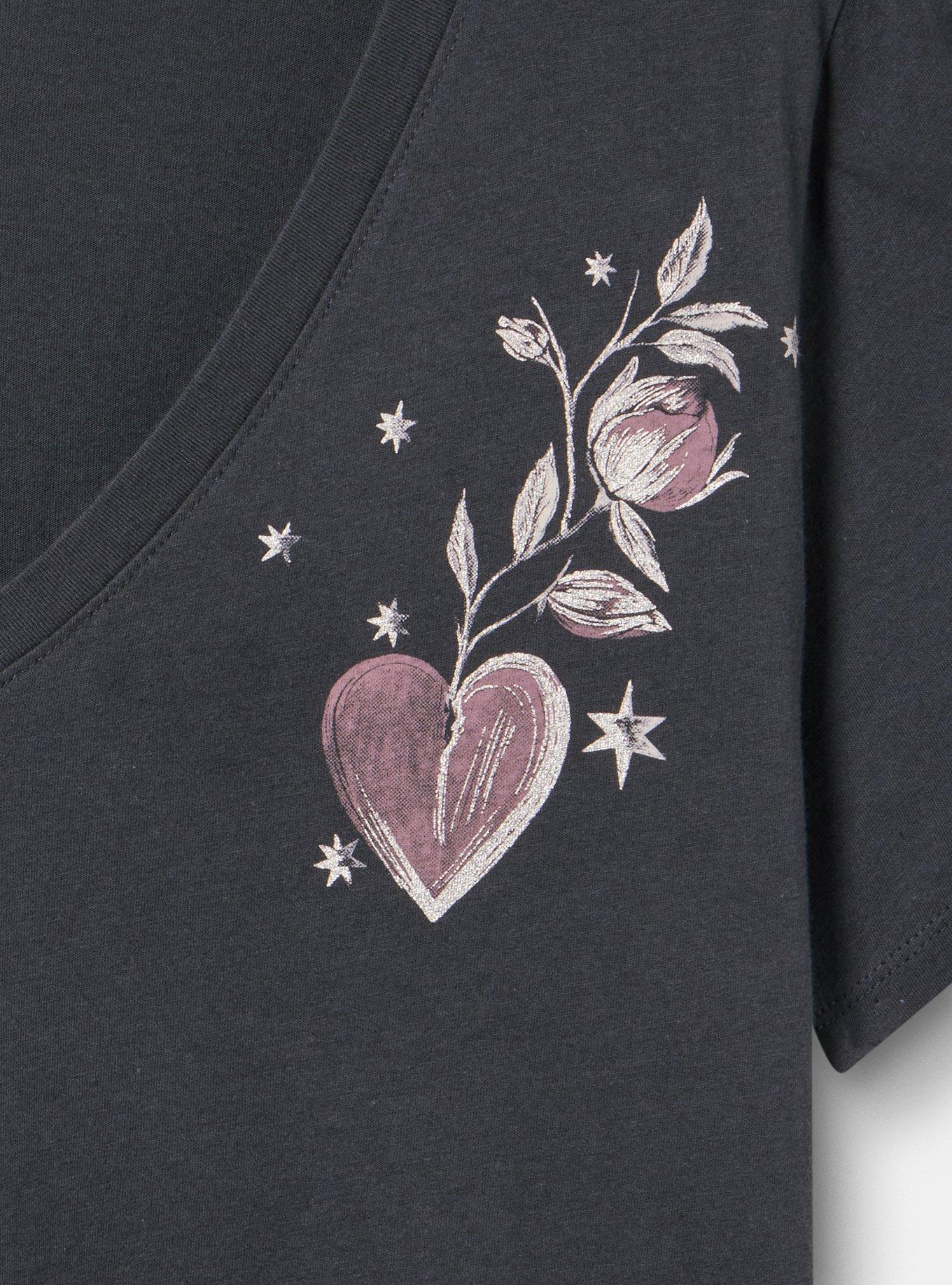 Classic Cotton V-Neck Tee, GROWING LOVE OBSIDIAN, alternate