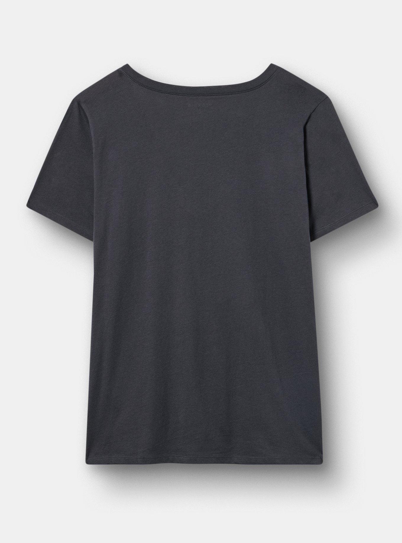 Classic Cotton V-Neck Tee, GROWING LOVE OBSIDIAN, alternate