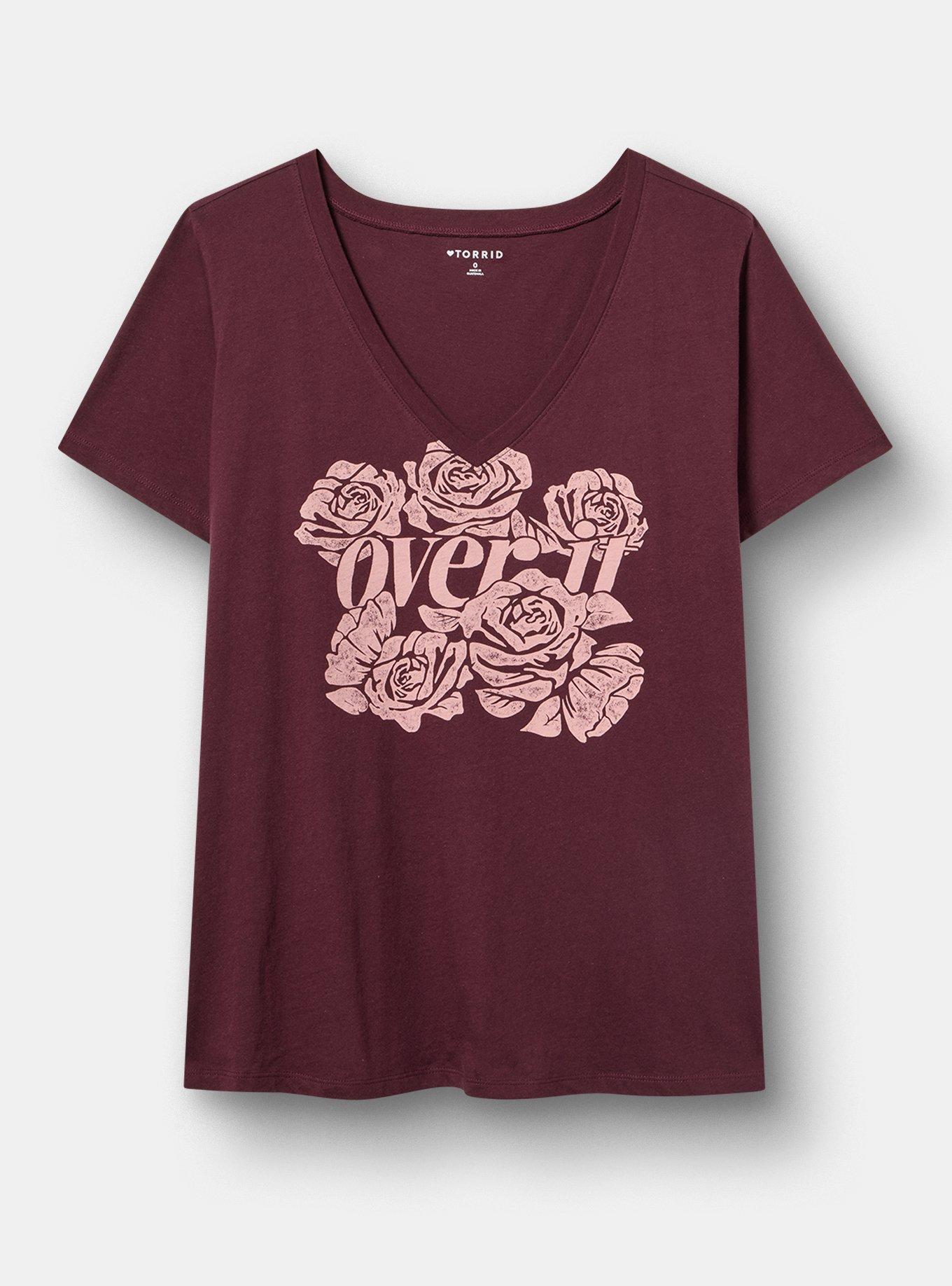 Classic Cotton V-Neck Tee, OVER IT WINETASTING, hi-res
