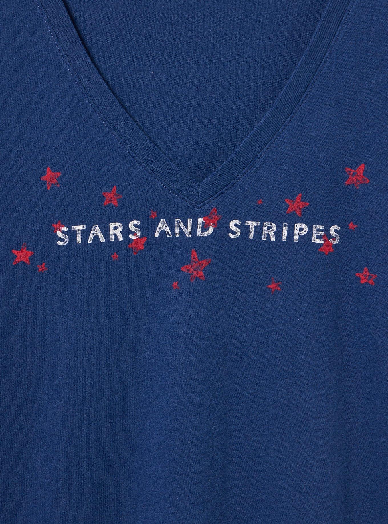 Classic Cotton V-Neck Tee, STARS AND STRIPES MEDIEVAL BLUE, alternate