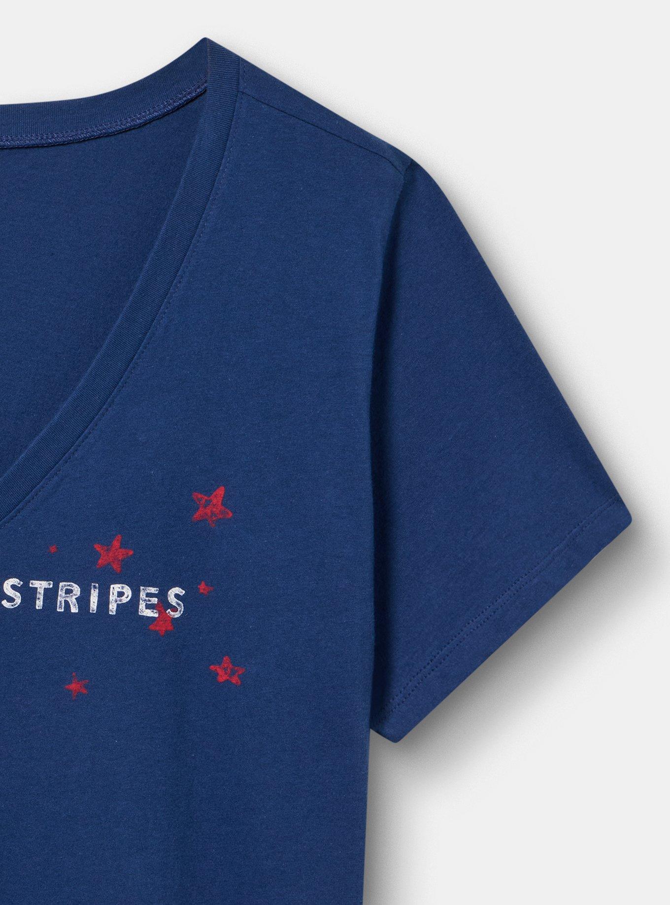 Classic Cotton V-Neck Tee, STARS AND STRIPES MEDIEVAL BLUE, alternate