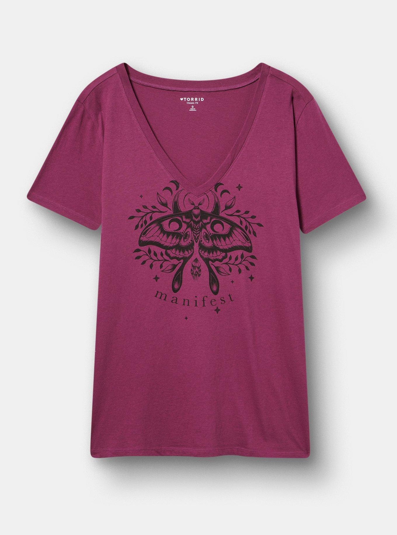 Classic Cotton V-Neck Tee, MYSTIC MOTH AMARANTH, hi-res