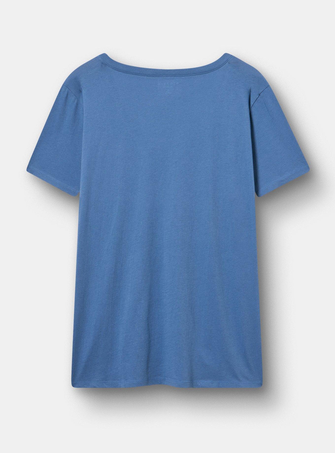 Classic Cotton V-Neck Tee, WILD FLOWERS BLUE HORIZON, alternate