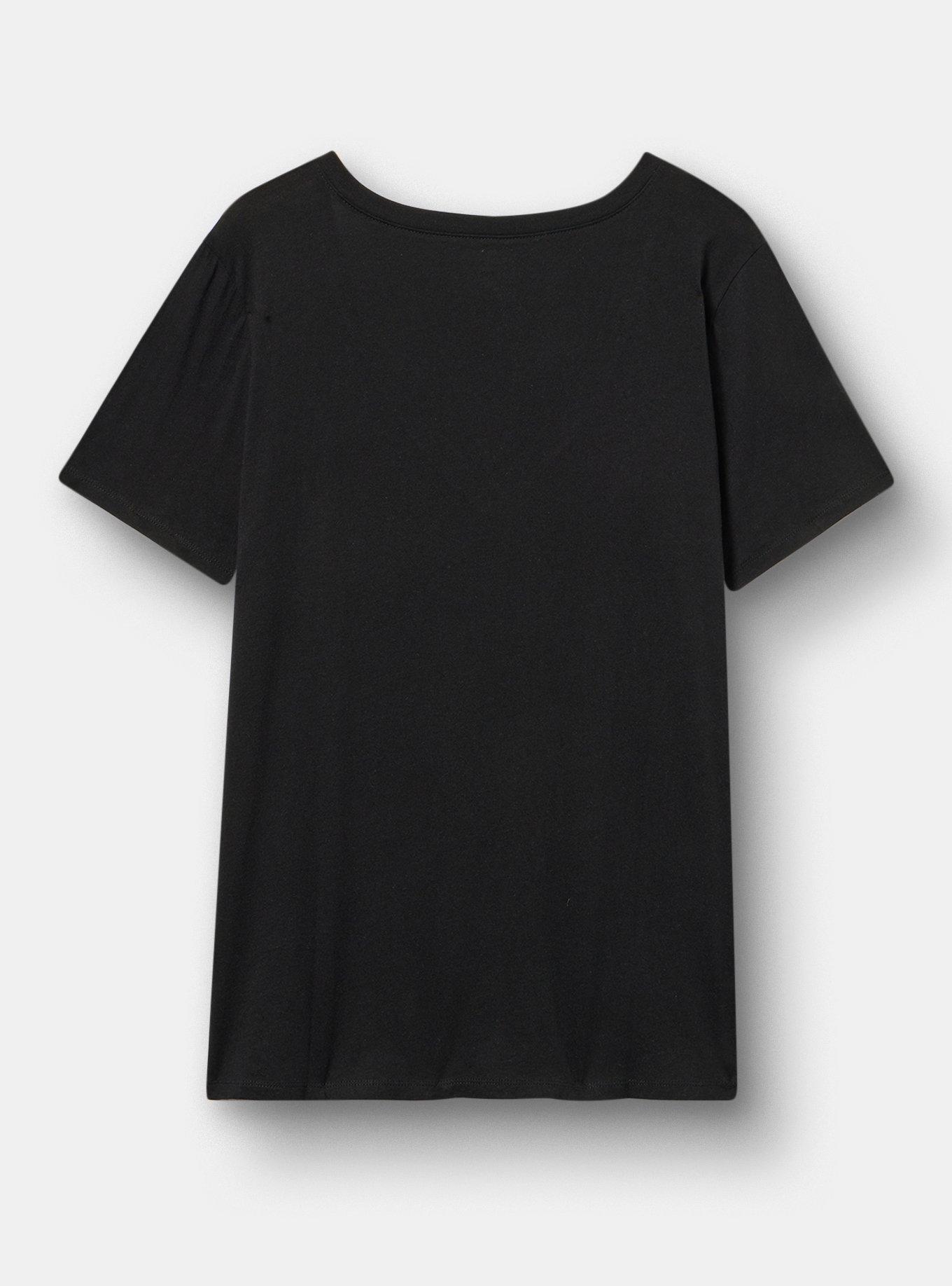 Classic Cotton V-Neck Tee, TATTOO ROSE DEEP BLACK, alternate