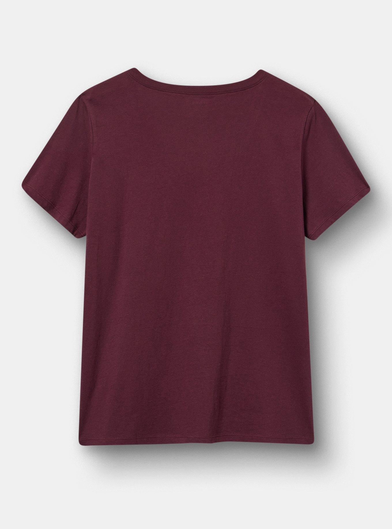 Classic Cotton V-Neck Tee, ROSE SPLATTER WINETASTING, alternate