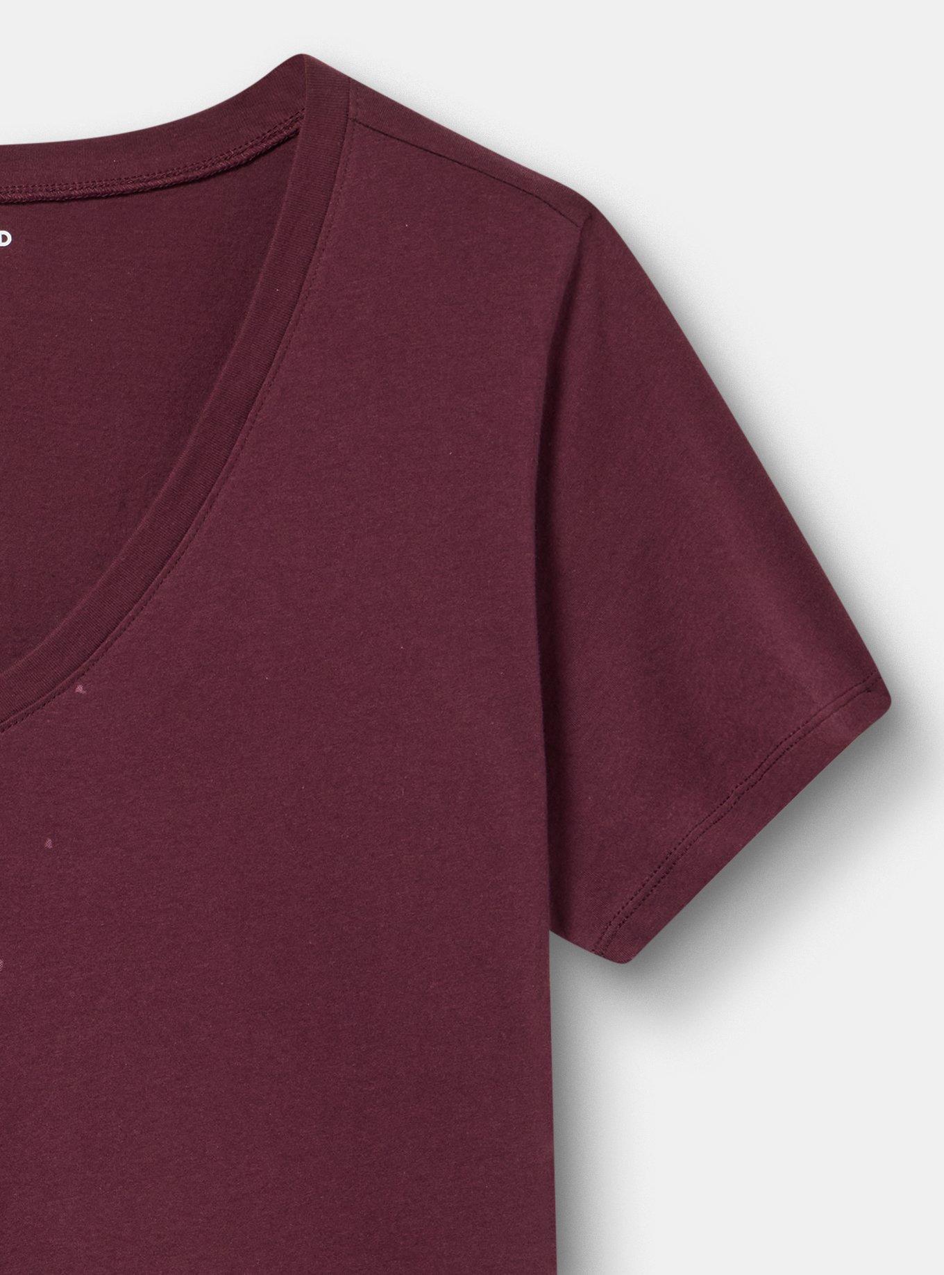 Classic Cotton V-Neck Tee, ROSE SPLATTER WINETASTING, alternate