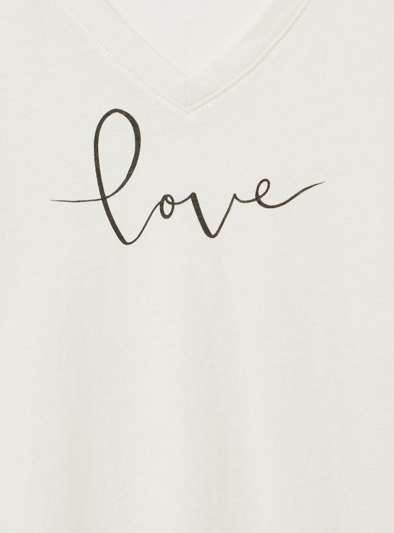 Classic Cotton V-Neck Tee, LOVE SCRIPT ARROW BLANC DE BLANC, alternate