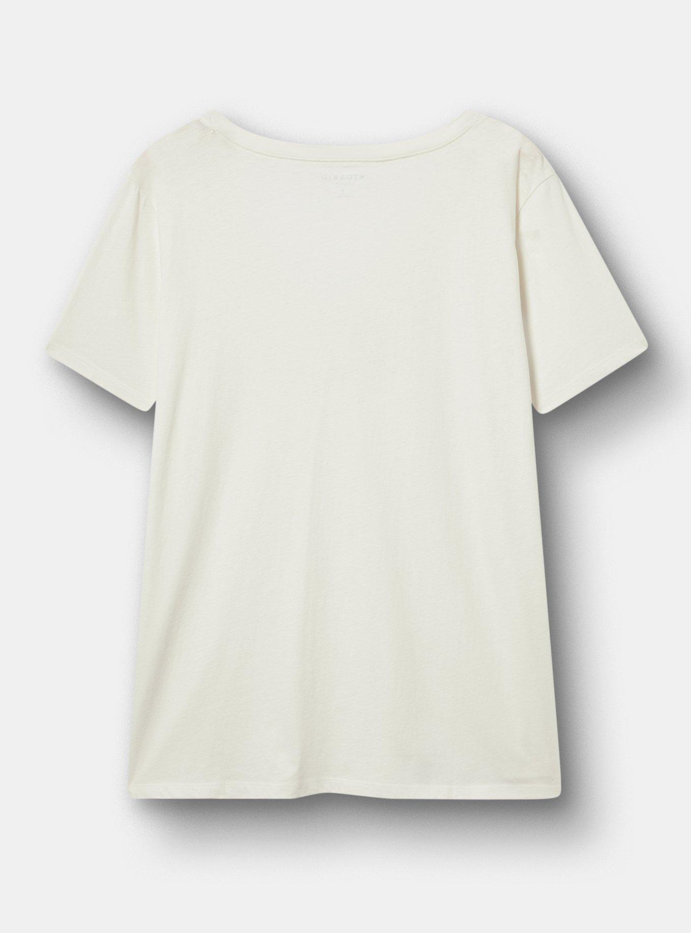 Classic Cotton V-Neck Tee, LOVE SCRIPT ARROW BLANC DE BLANC, alternate